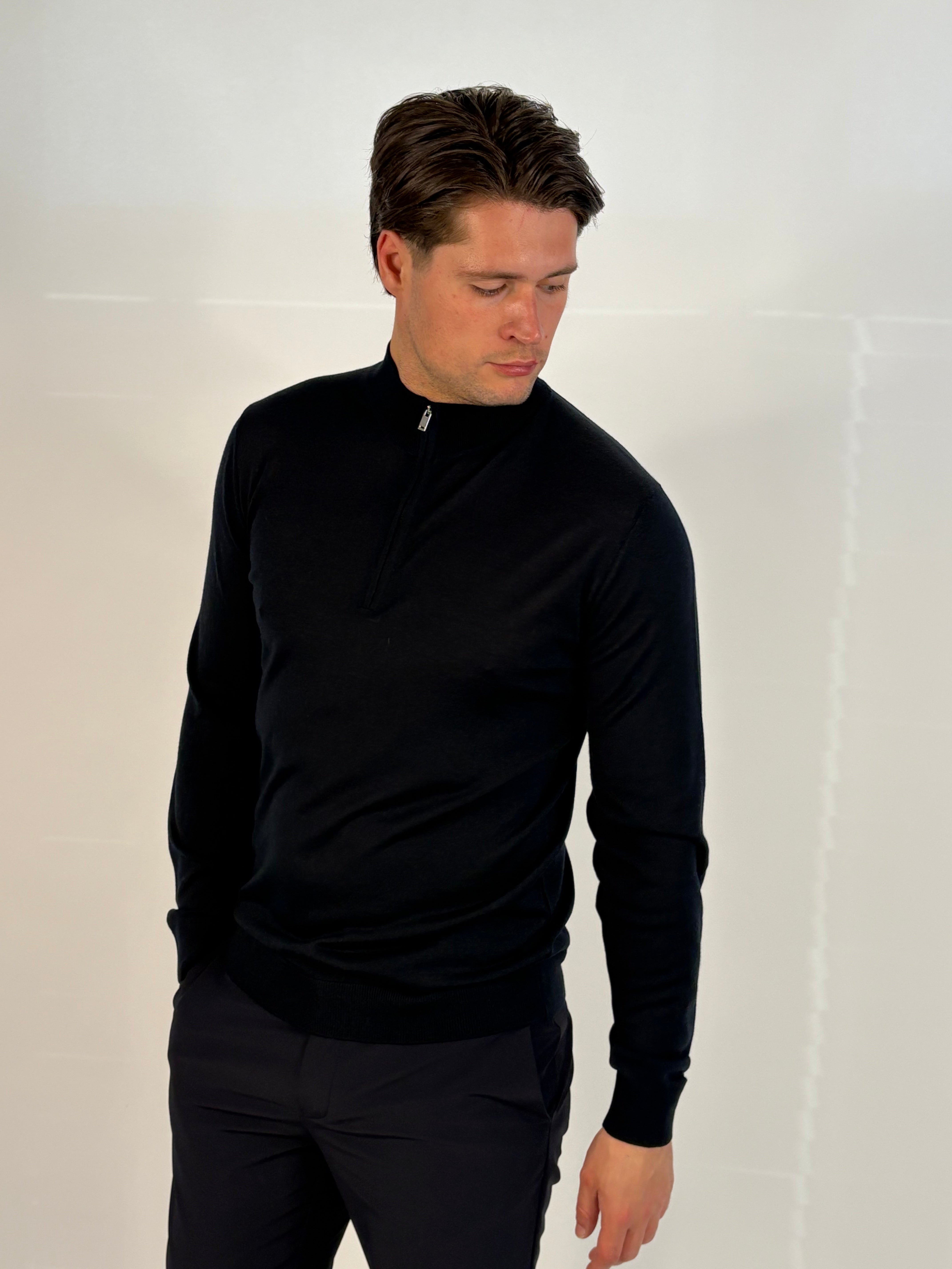 Marfélli Merino Wool Half-Zip Navy