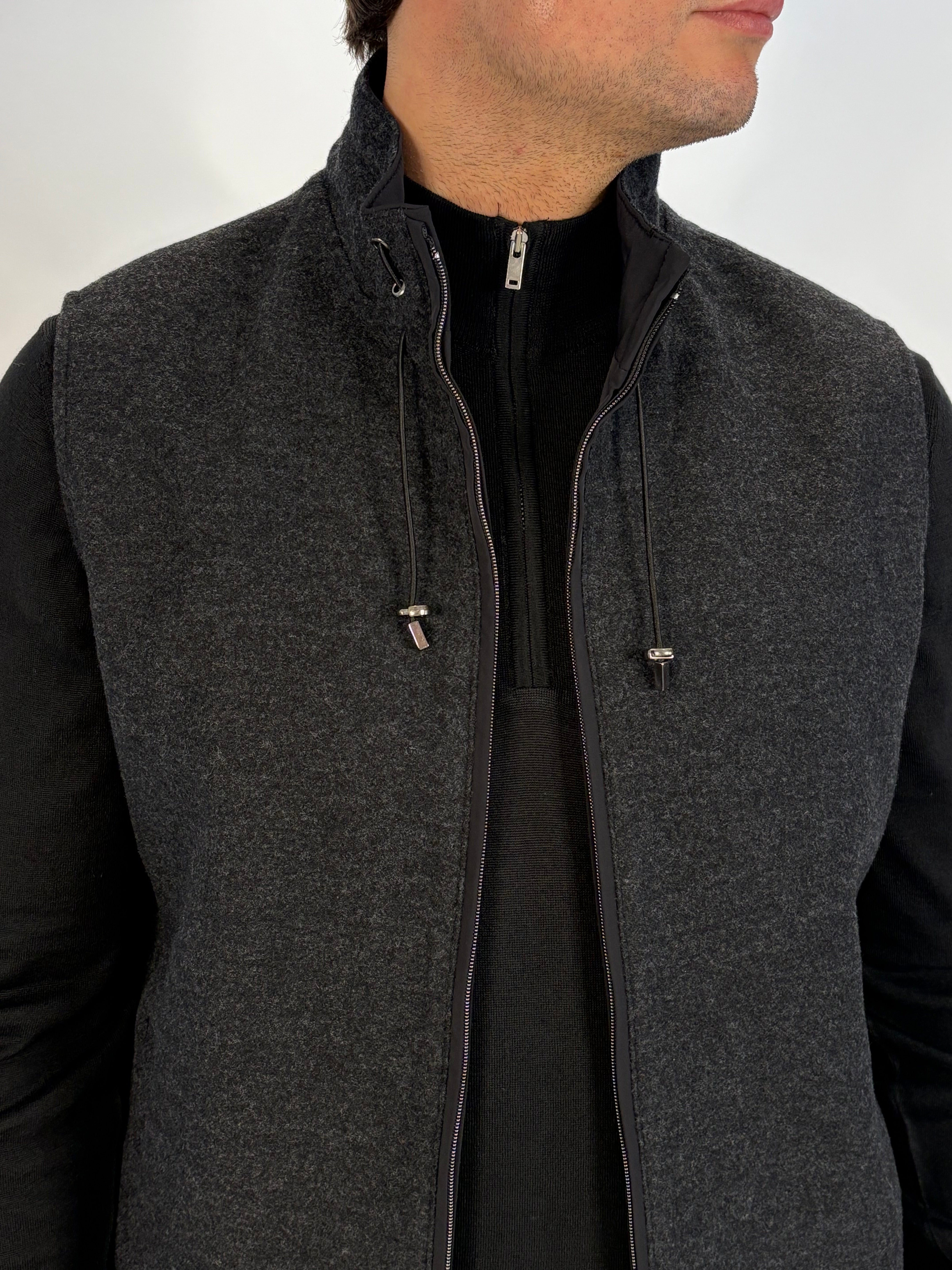 Marfélli Two-Sides Brushed wool Gilet Black