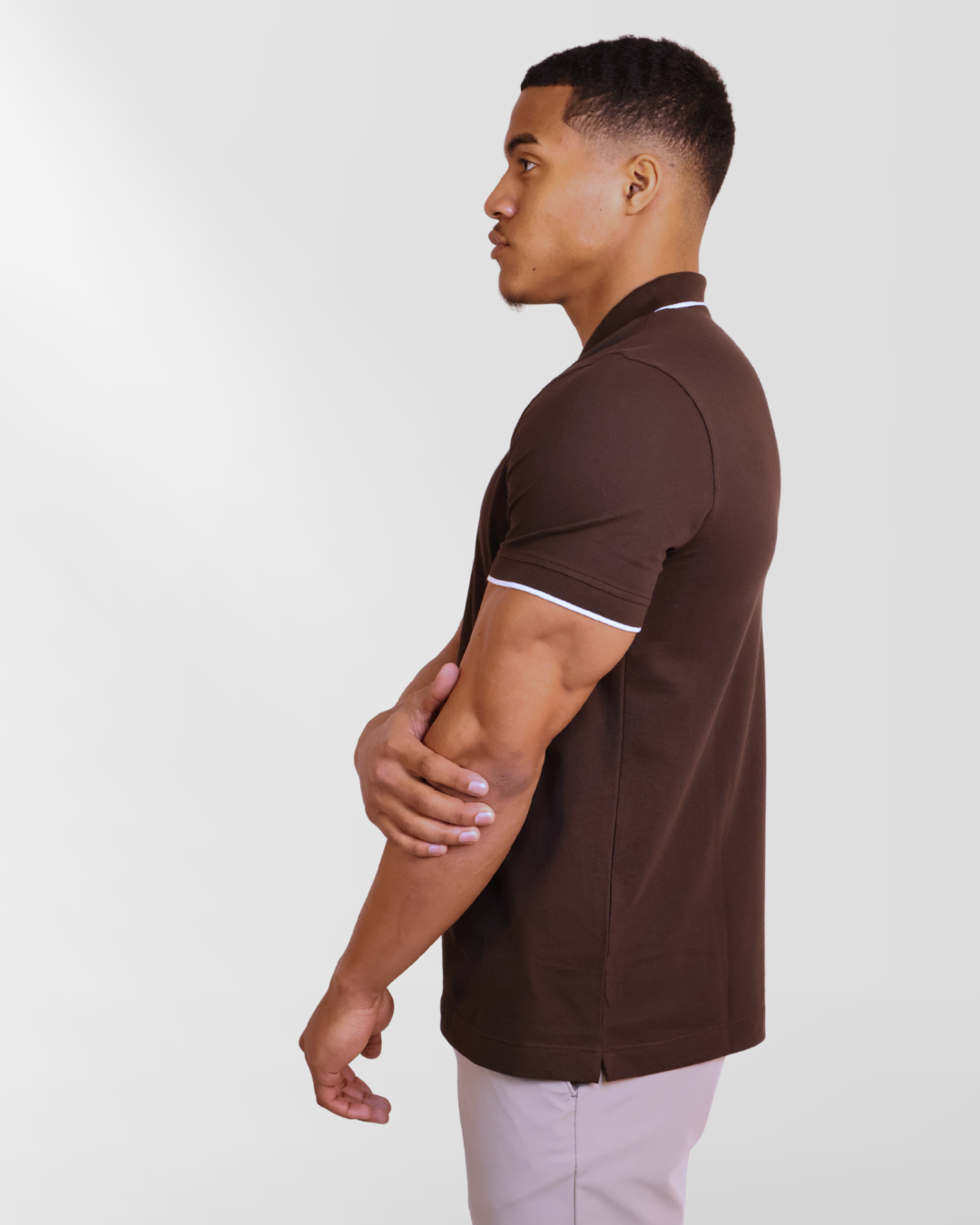 Poloshirt Met Zip Brown