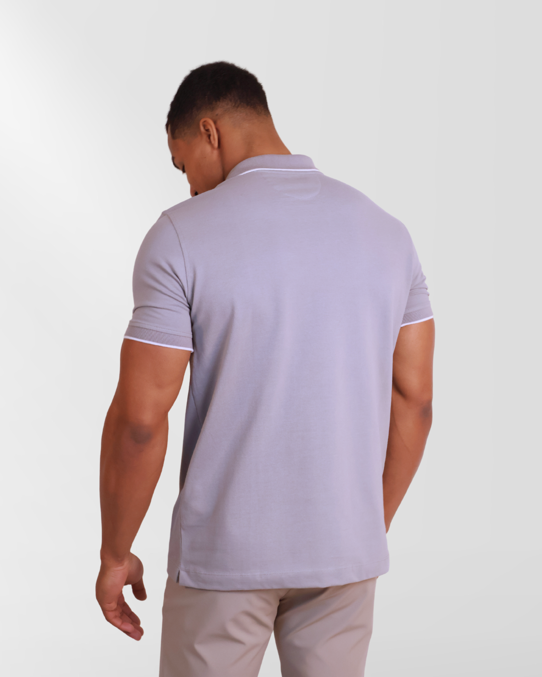 Poloshirt Met Zip Light Grey