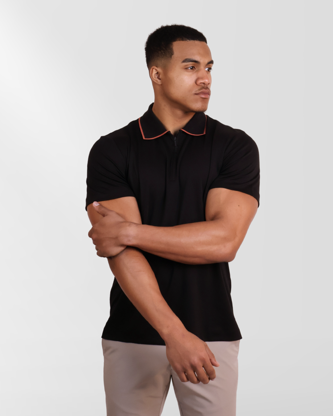 Zipped Poloshirt Black Tile