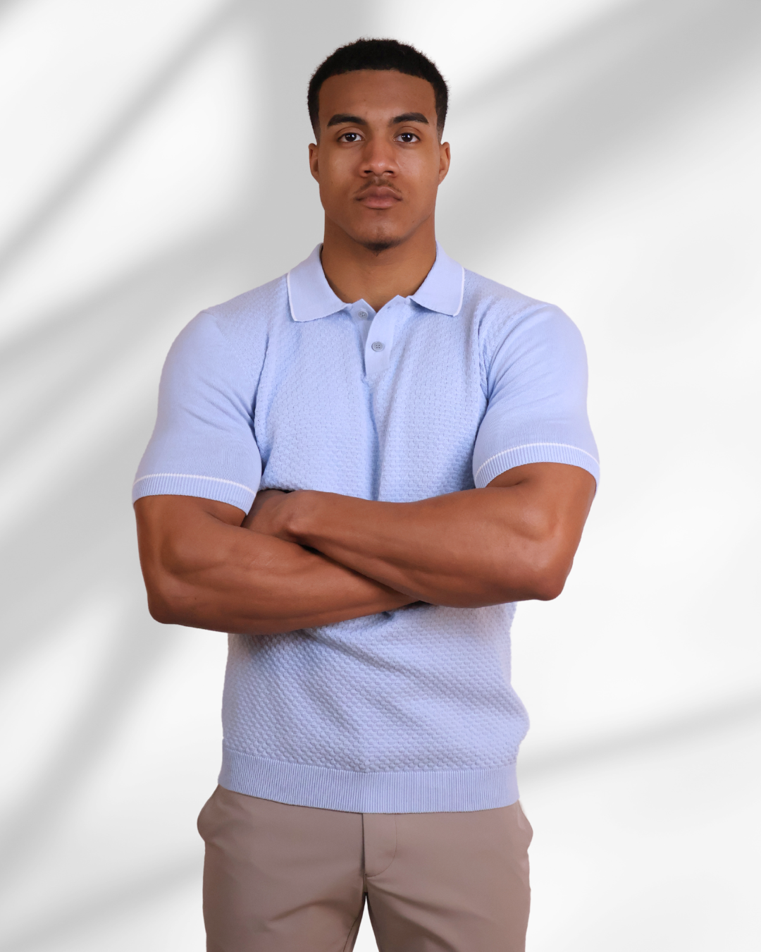 Poloshirt met Structuur Light Blue
