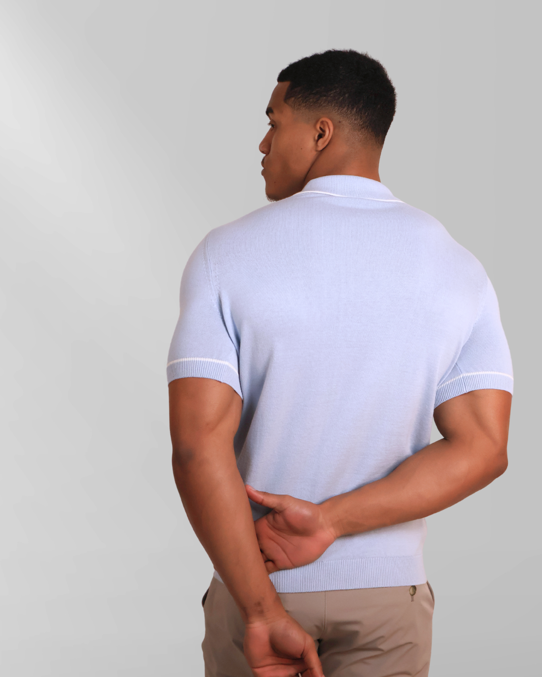 Poloshirt met Structuur Light Blue