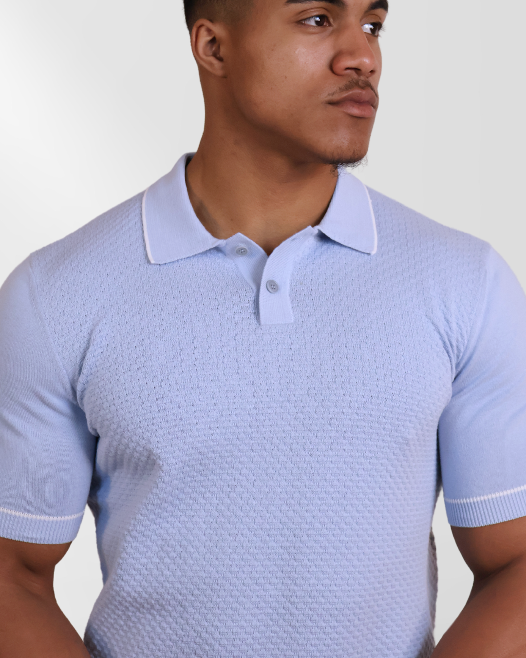 Poloshirt met Structuur Light Blue