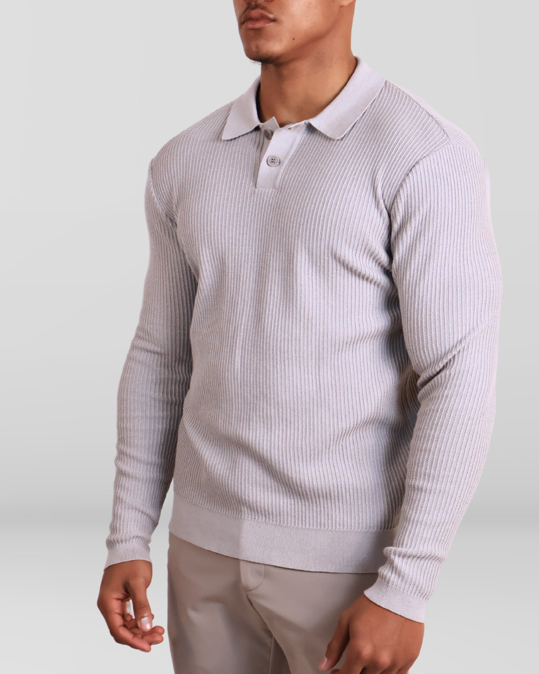 Longsleeve Polo Light Grey