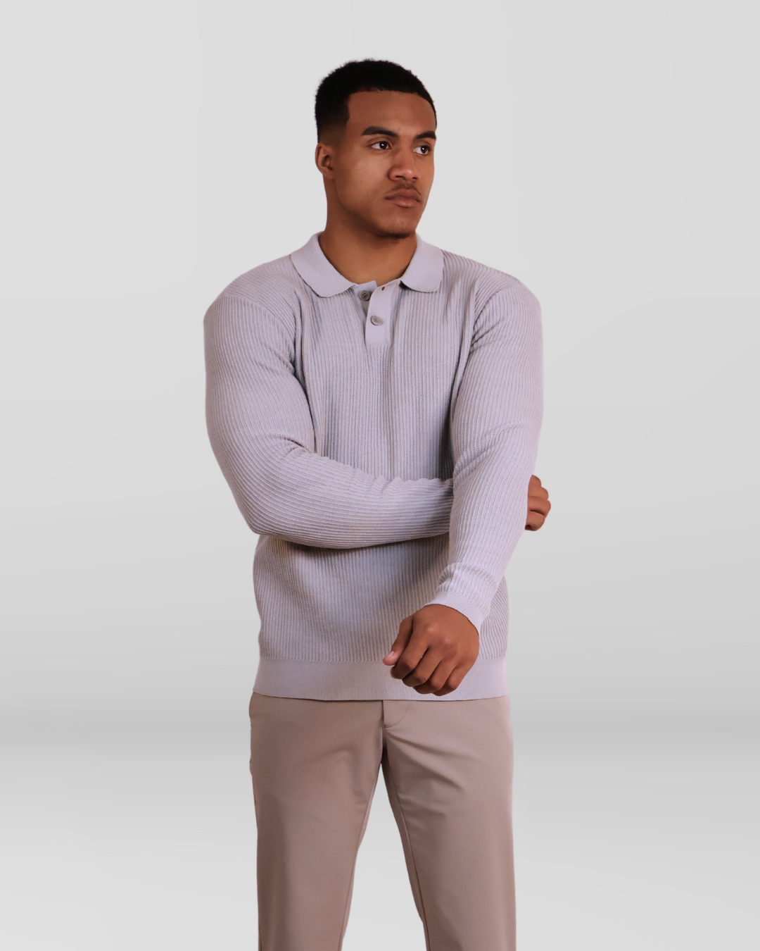 Longsleeve Polo Light Grey