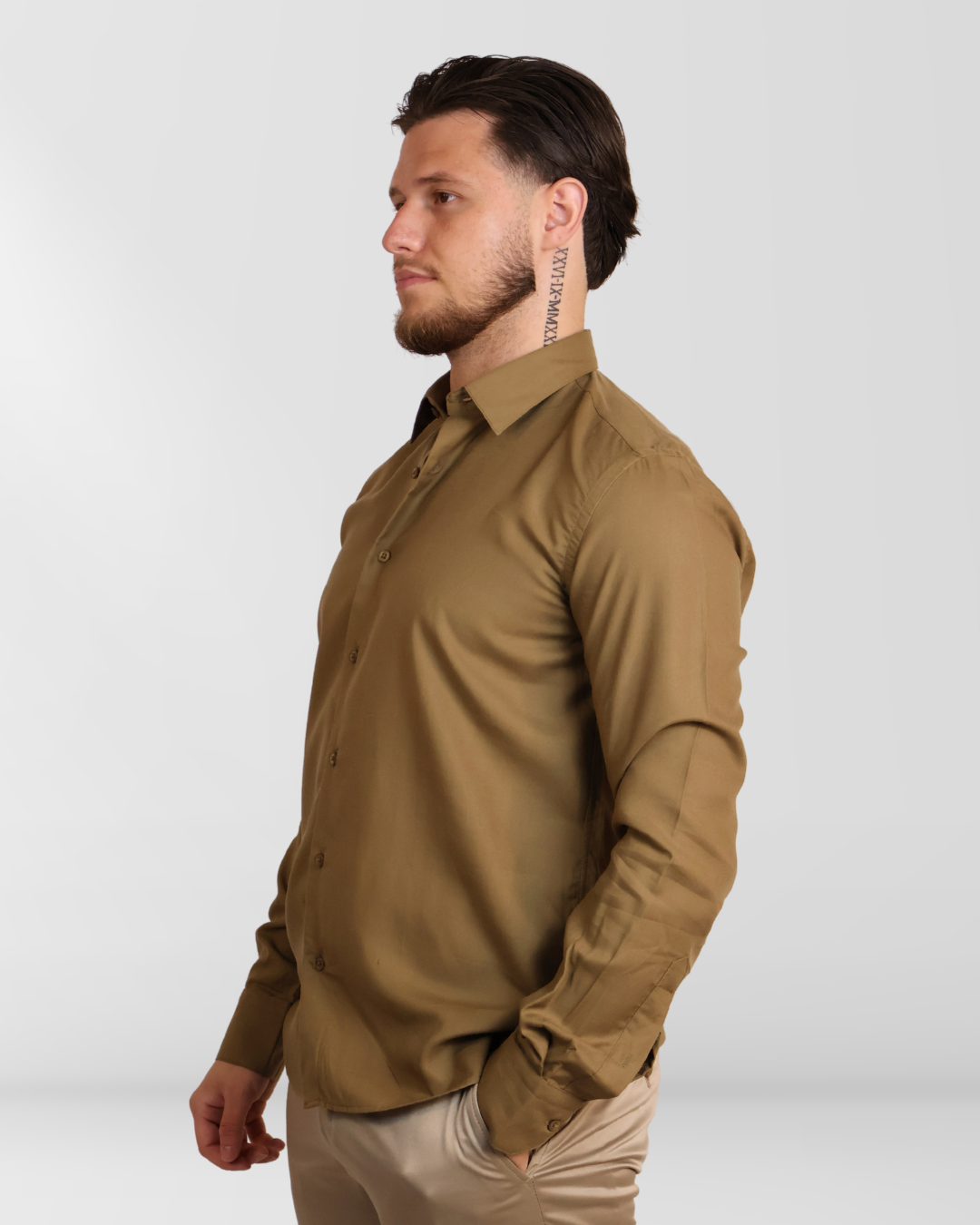 Mercesized Overhemd Khaki