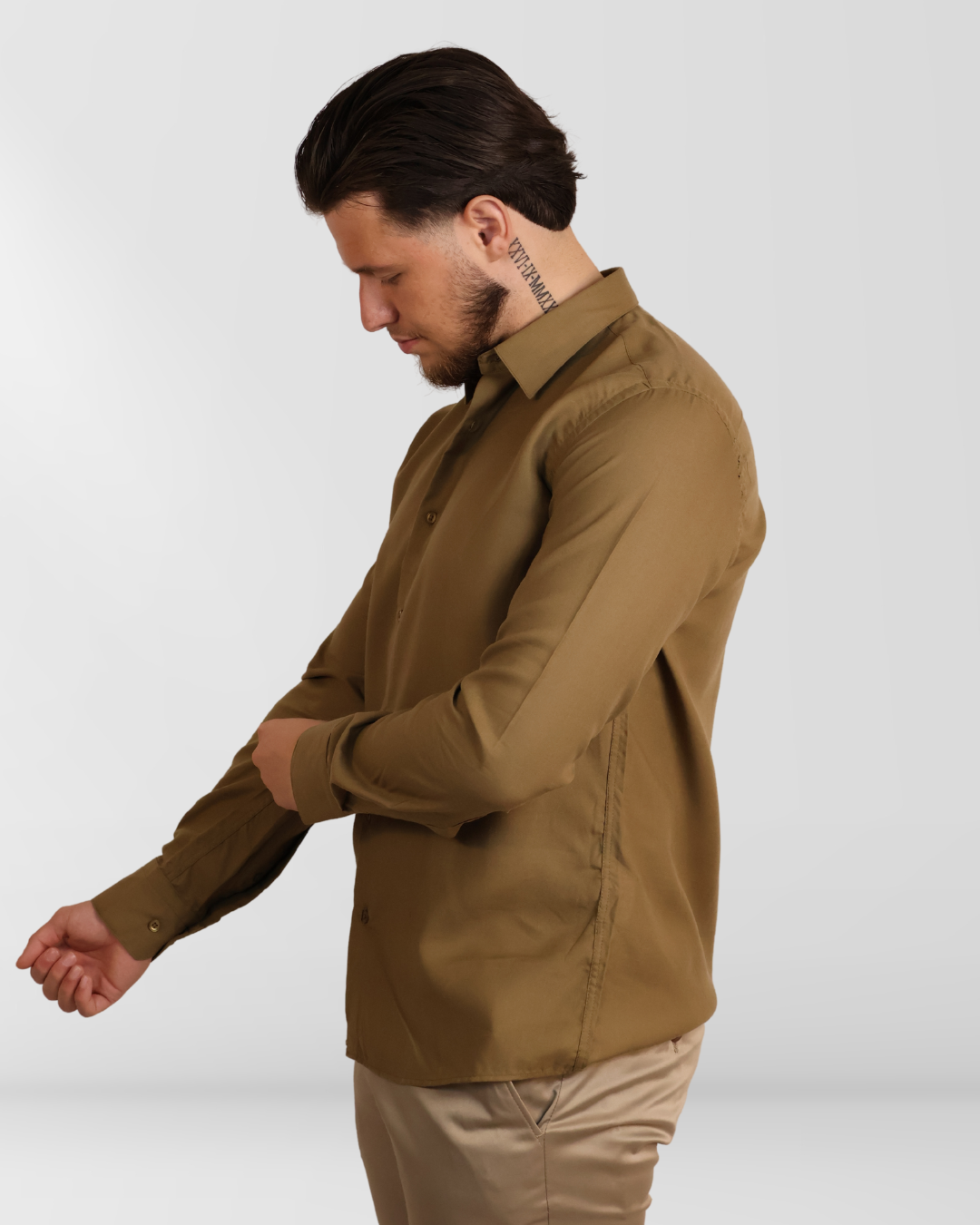 Mercesized Overhemd Khaki