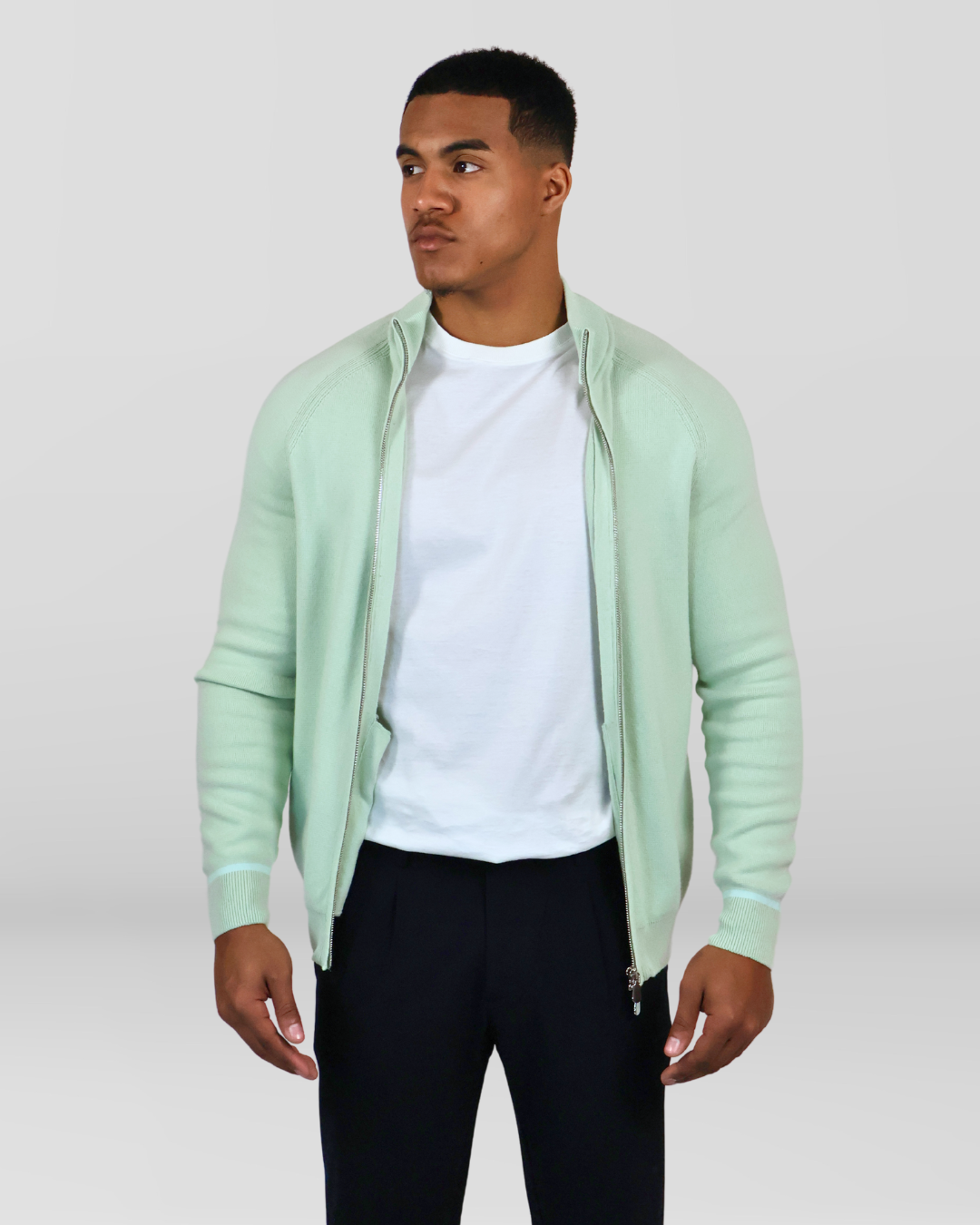 Slim-fit Cashmere Vest Met Dubbele Rits Mint