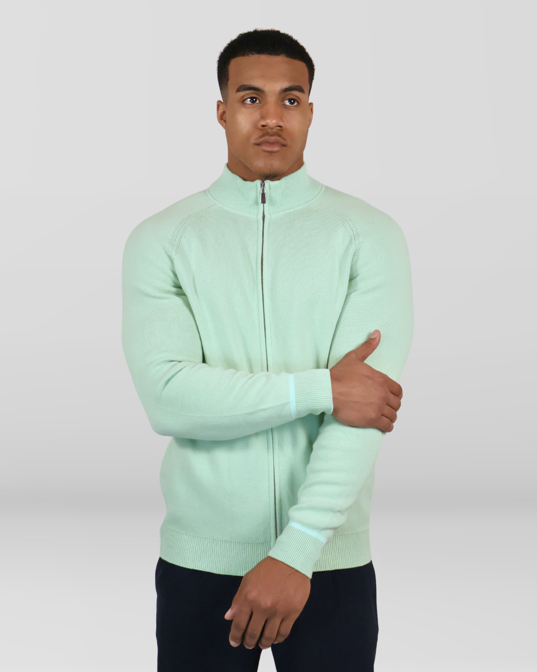 Slim-fit Cashmere Vest Met Dubbele Rits Mint