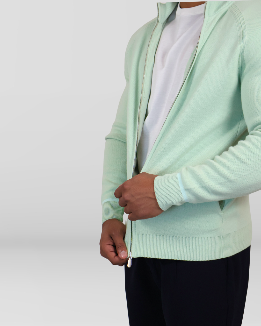 Slim-fit Cashmere Vest Met Dubbele Rits Mint