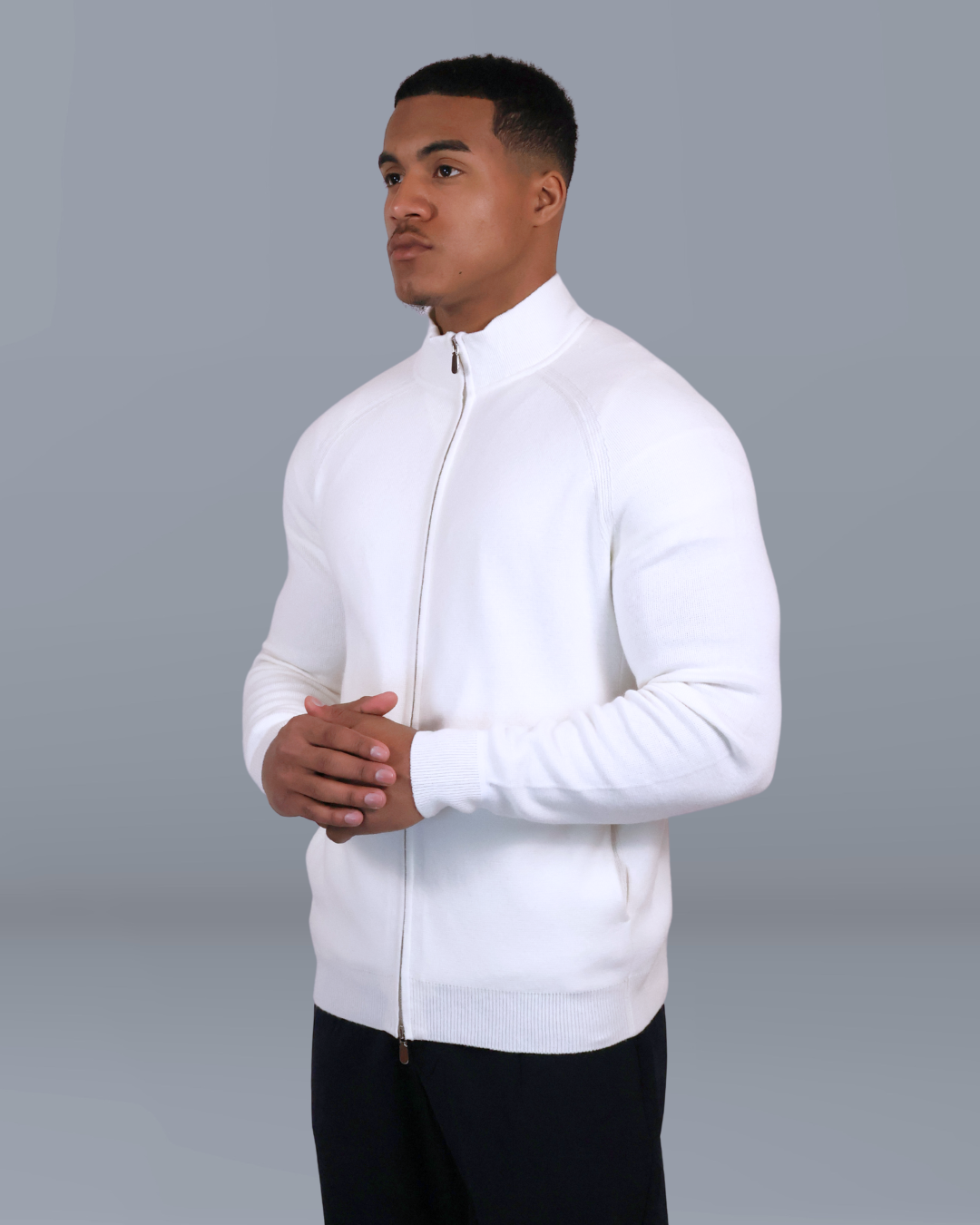 Slim-fit Cashmere Vest Met Dubbele Rits Wit