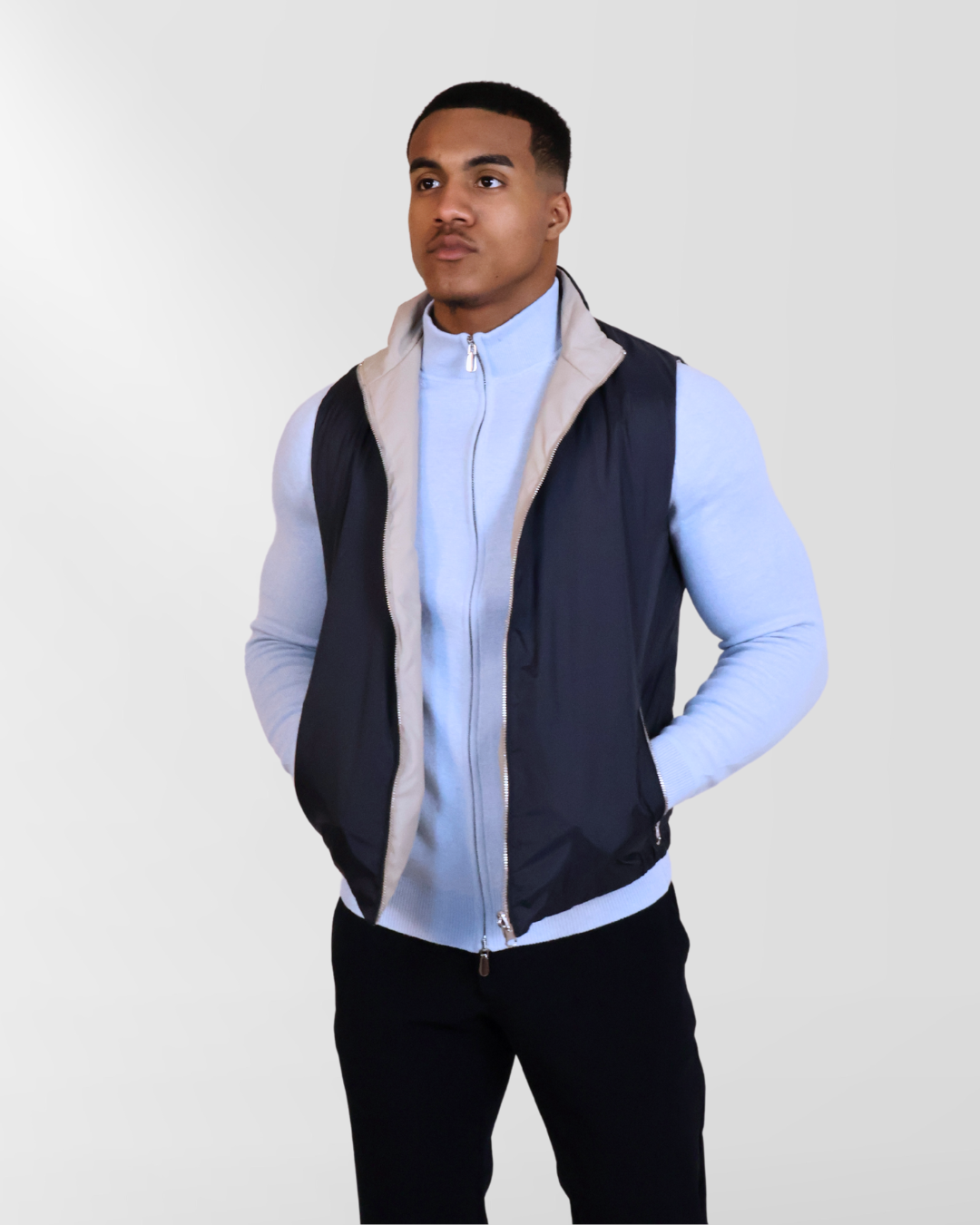 Dubbelzijdige Bodywarmer Navy/Beige