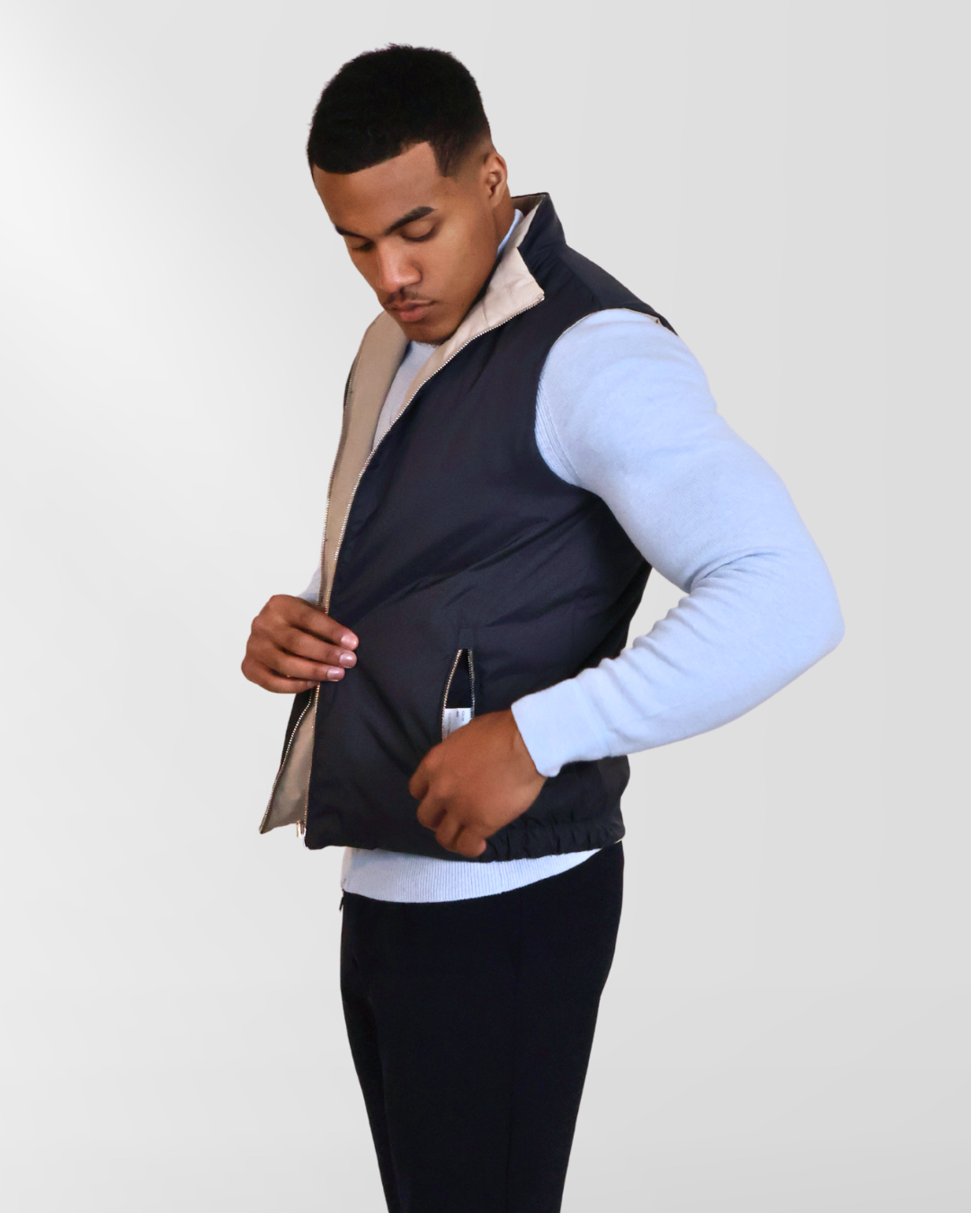 Dubbelzijdige Bodywarmer Navy/Beige