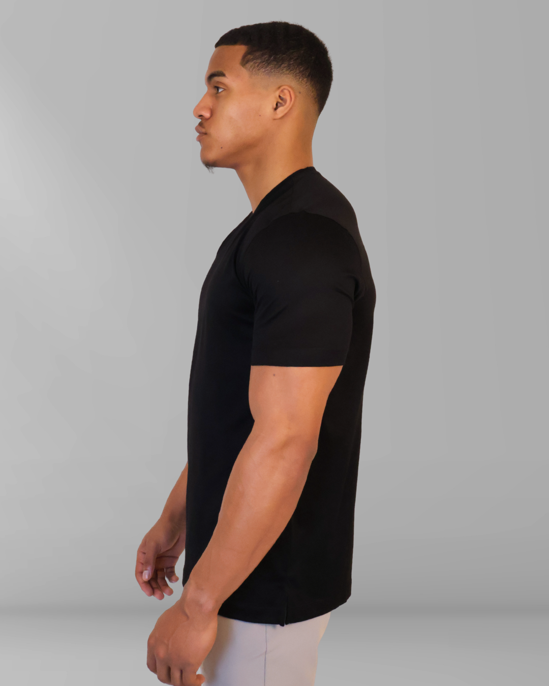 Mercesized T-Shirt met Kraagdesign Black
