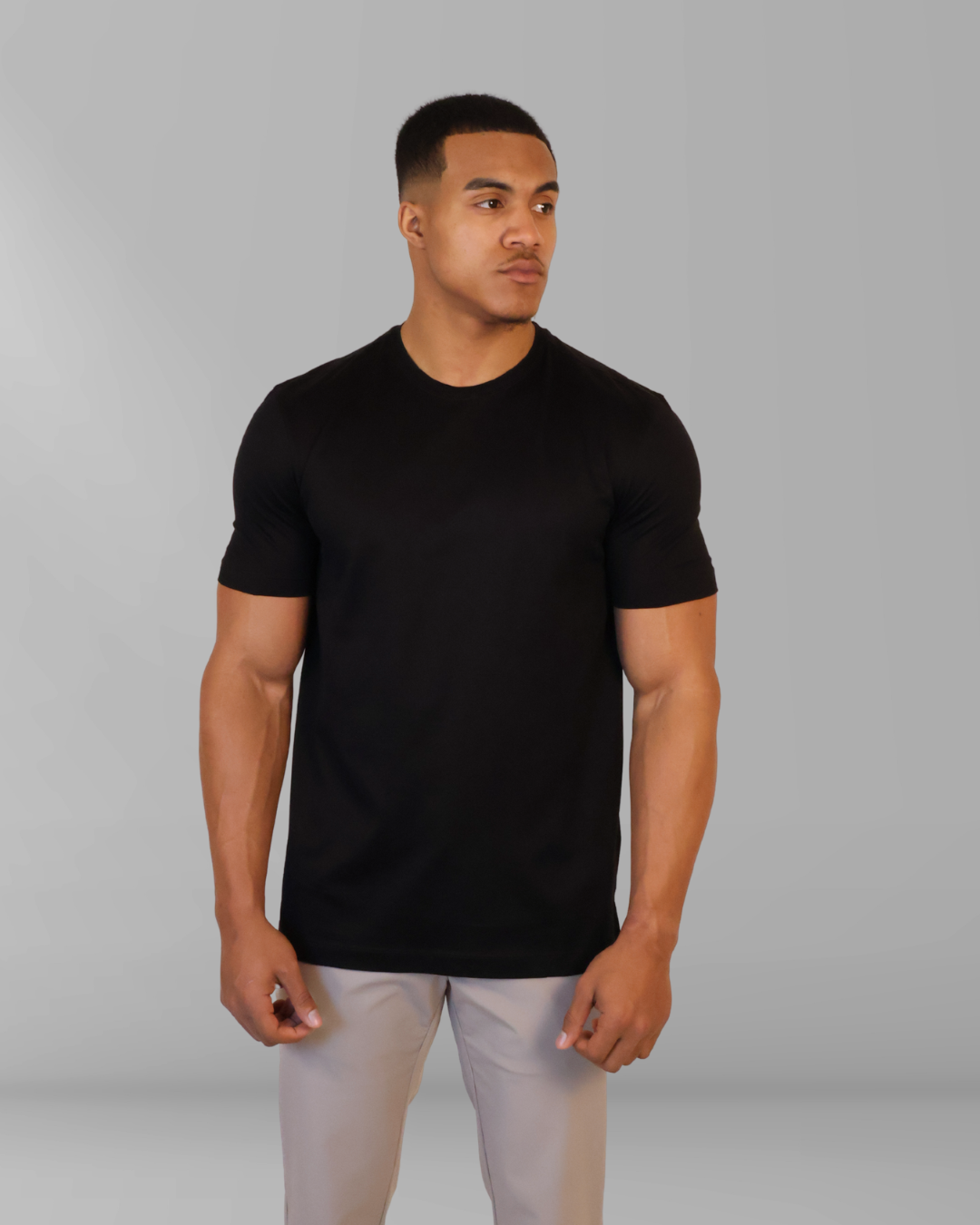 Mercesized T-Shirt met Kraagdesign Black