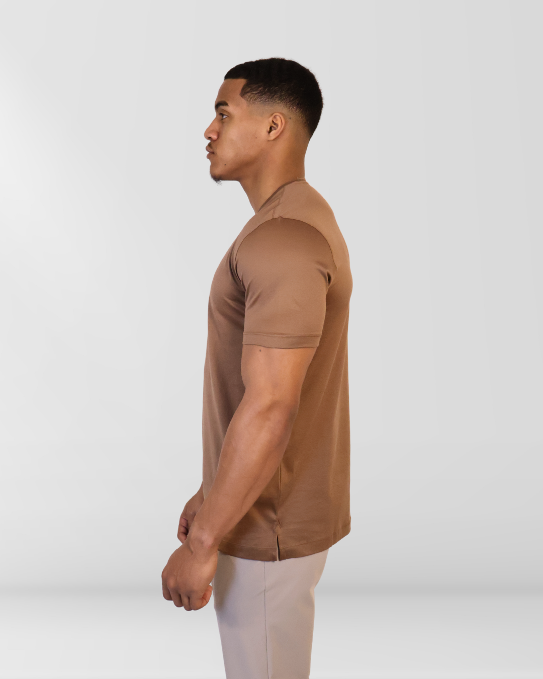 Mercesized T-Shirt met Kraagdesign Brown