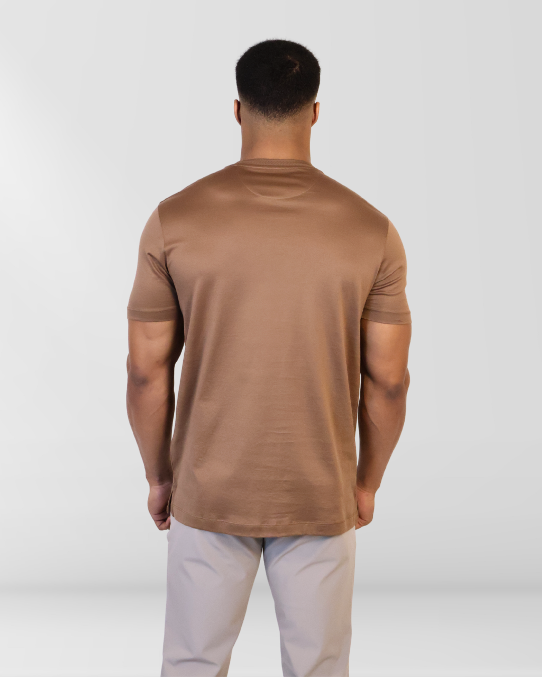 Mercesized T-Shirt met Kraagdesign Brown
