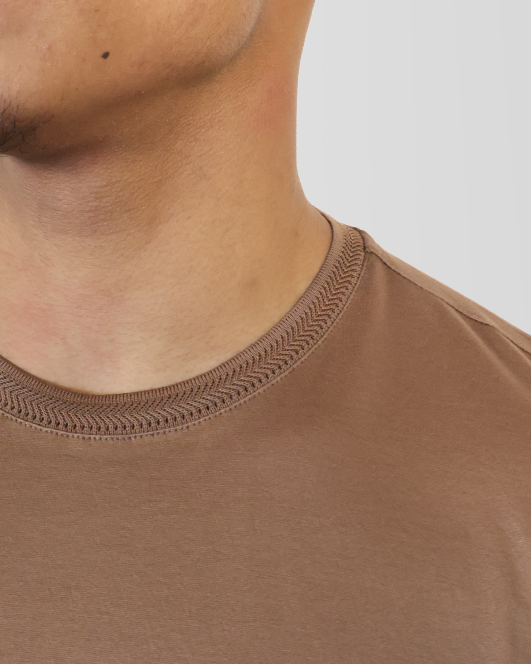 Mercesized T-Shirt met Kraagdesign Brown