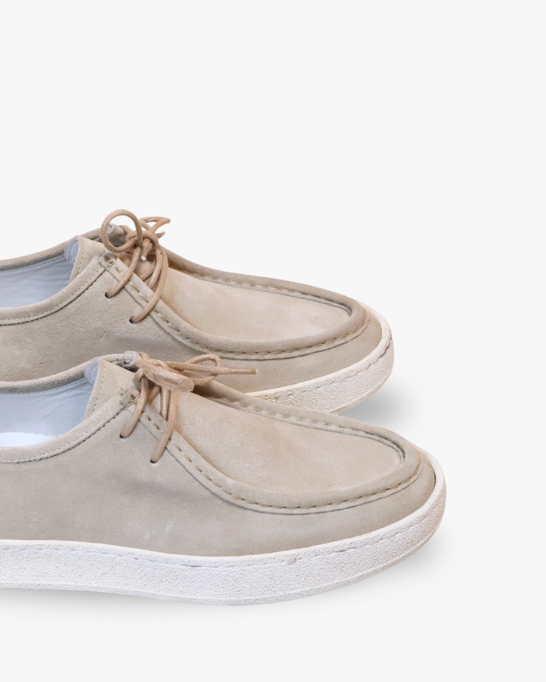 Suede Loafers Met Veters Beige