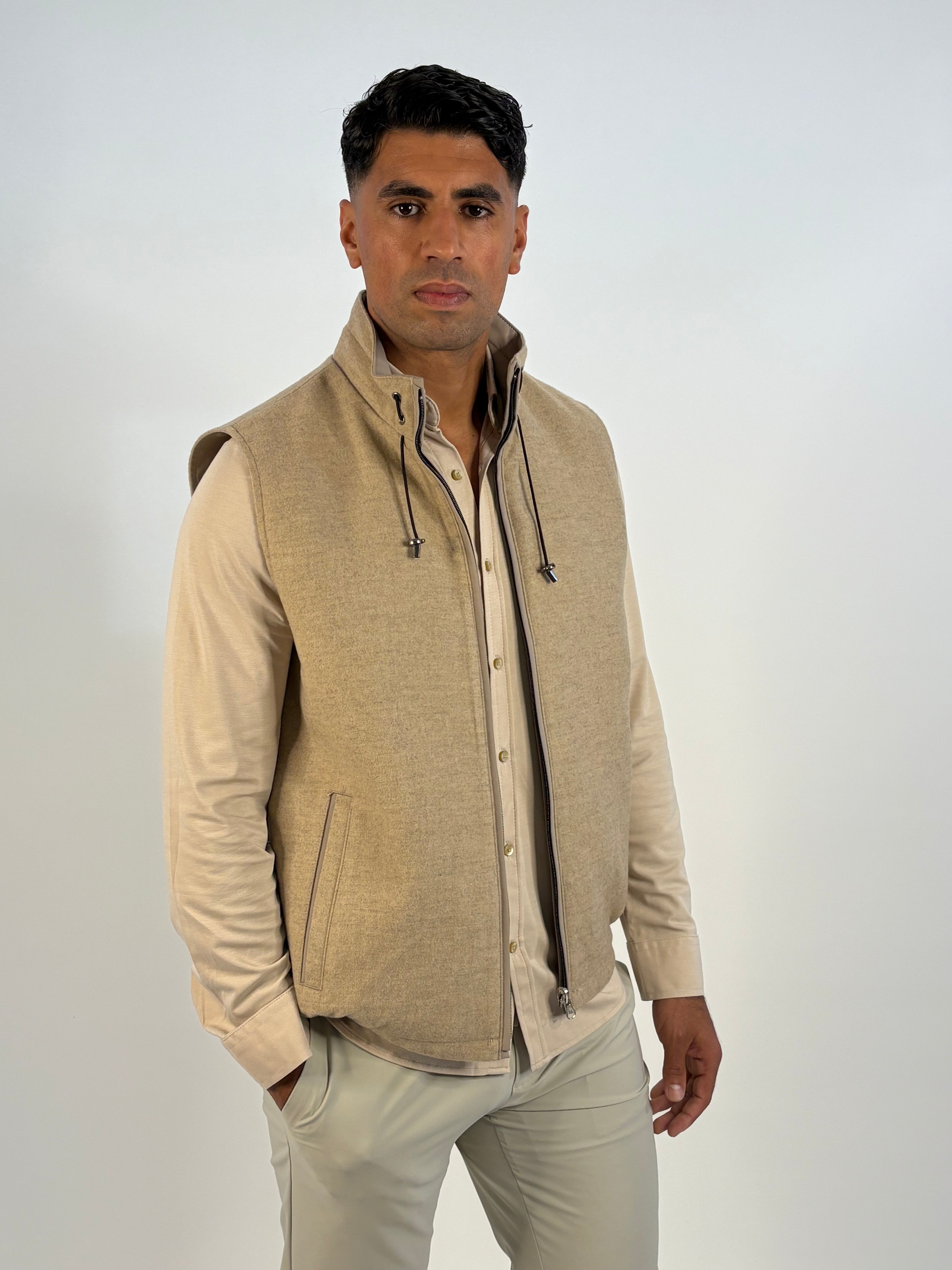 Marfélli Two-Sides Brushed wool Gilet Beige