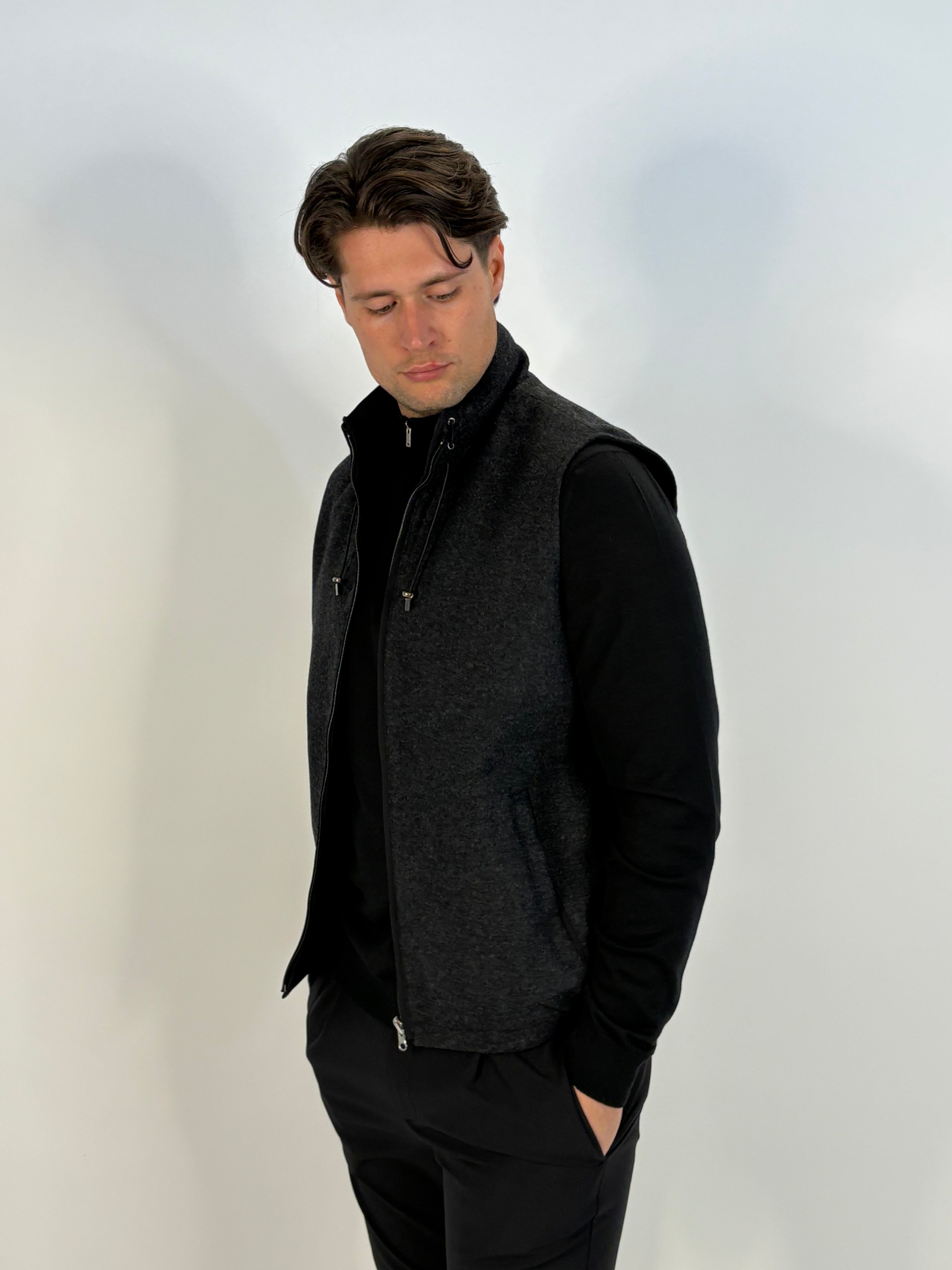 Marfélli Two-Sides Brushed wool Gilet Black