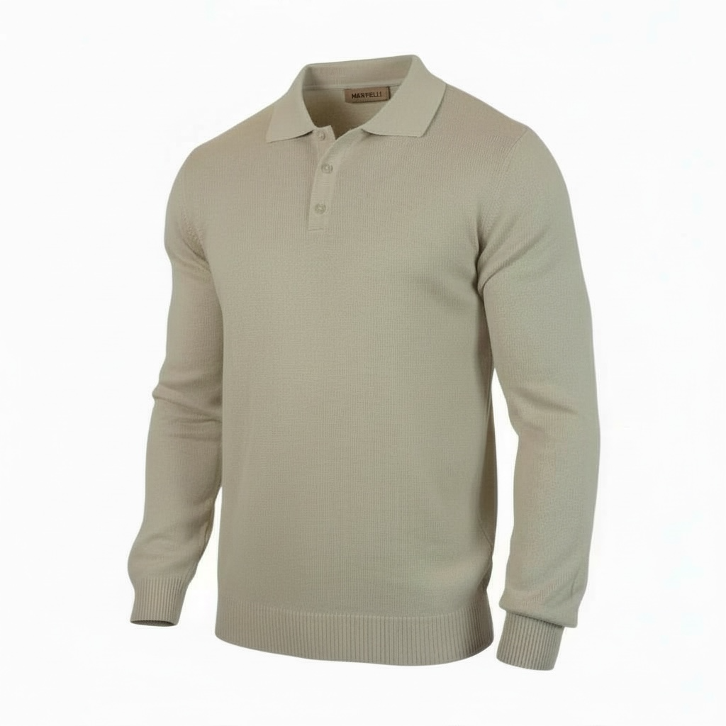Polo Tricot Élégance Longsleeve Beige