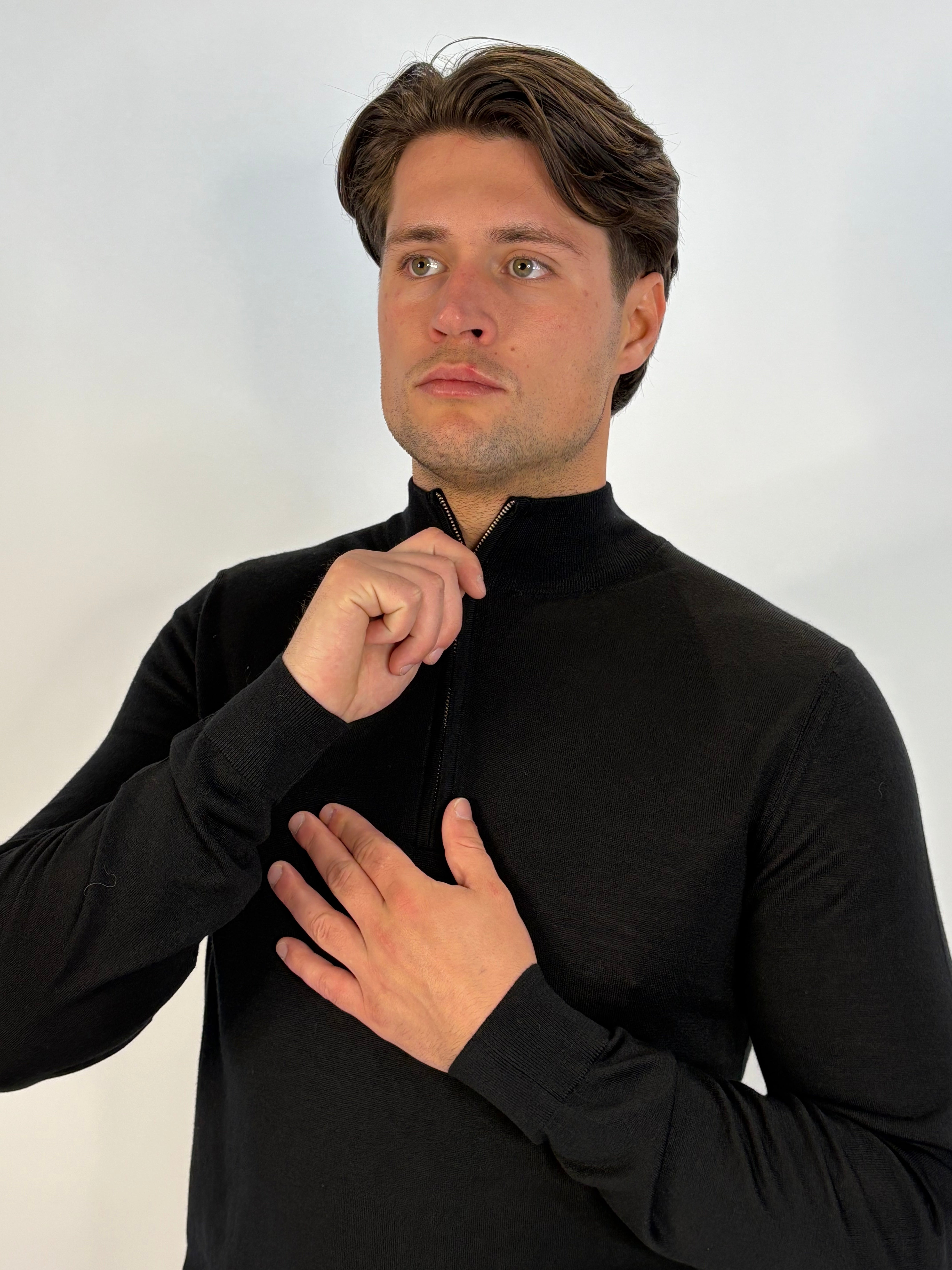Marfélli Merino Wool Half-Zip Black