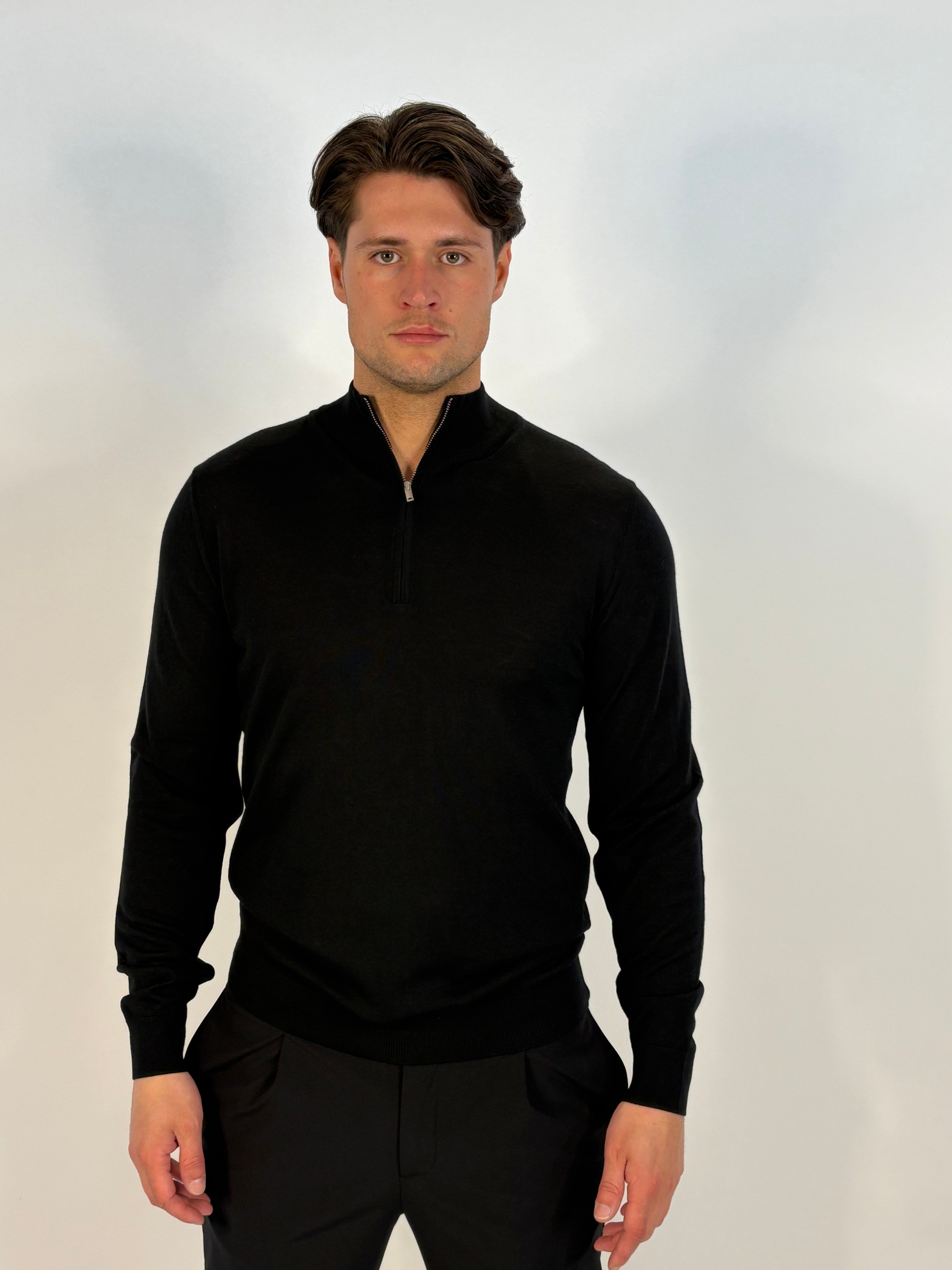 Marfélli Merino Wool Half-Zip Black