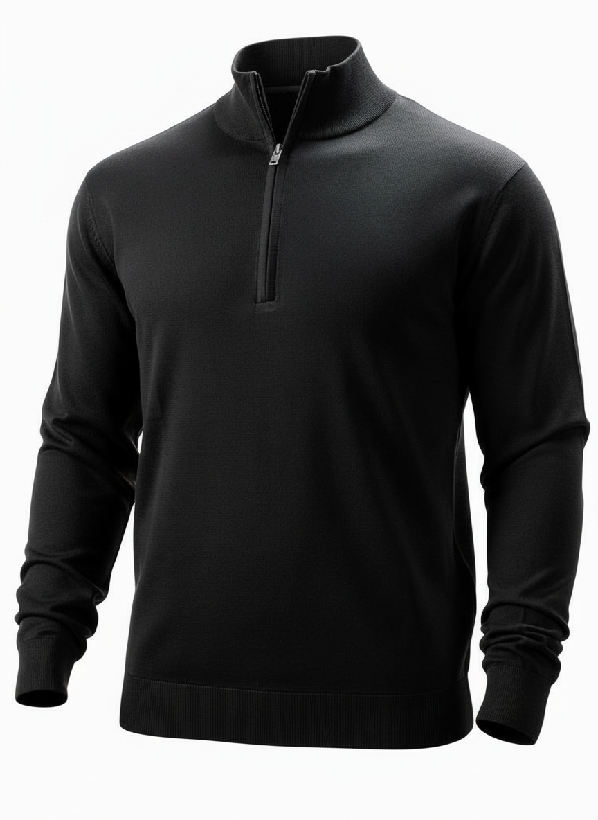 Half-Zip Merino Wool Black