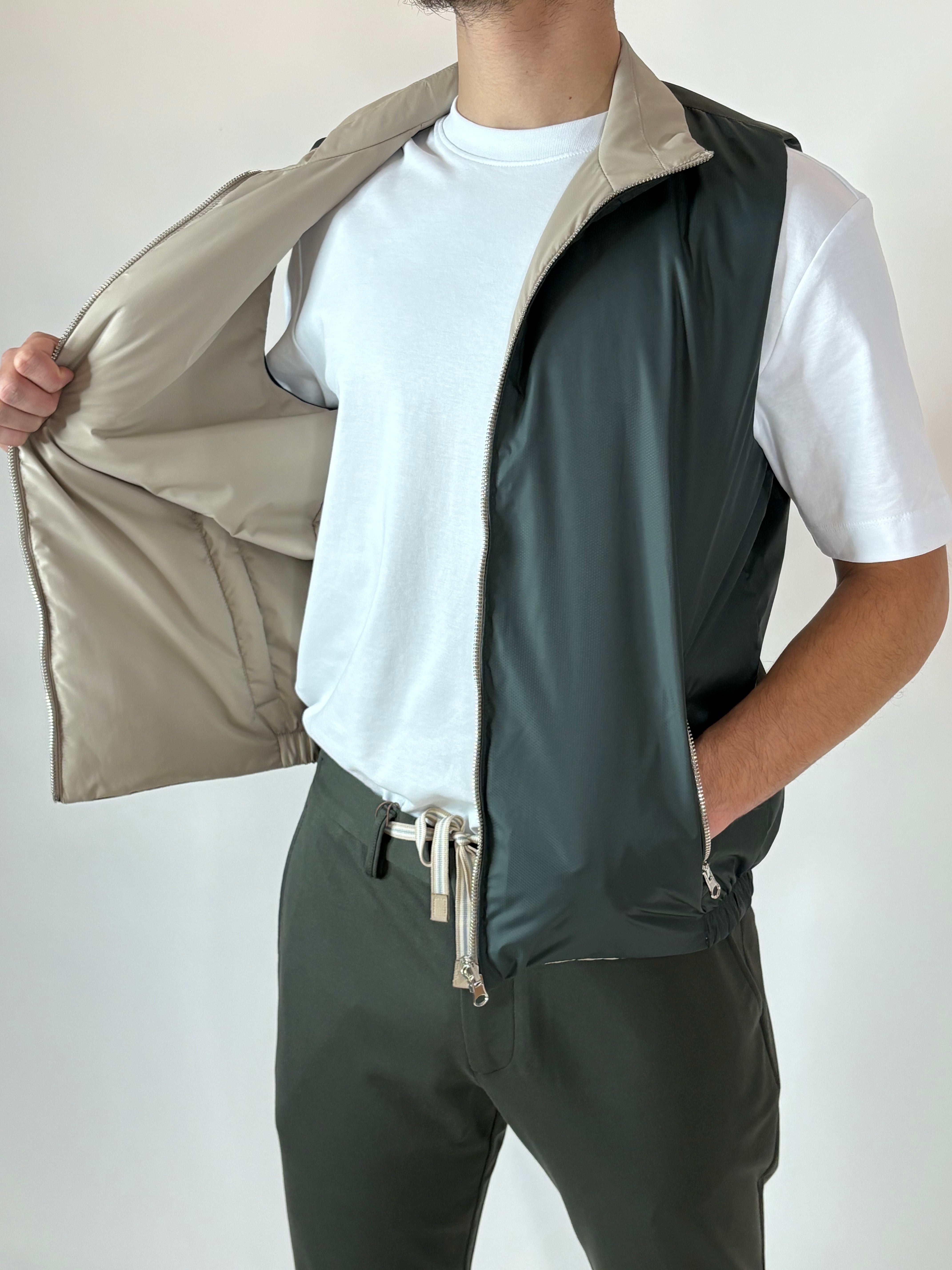 Dubbelzijdige Bodywarmer Khaki/Beige