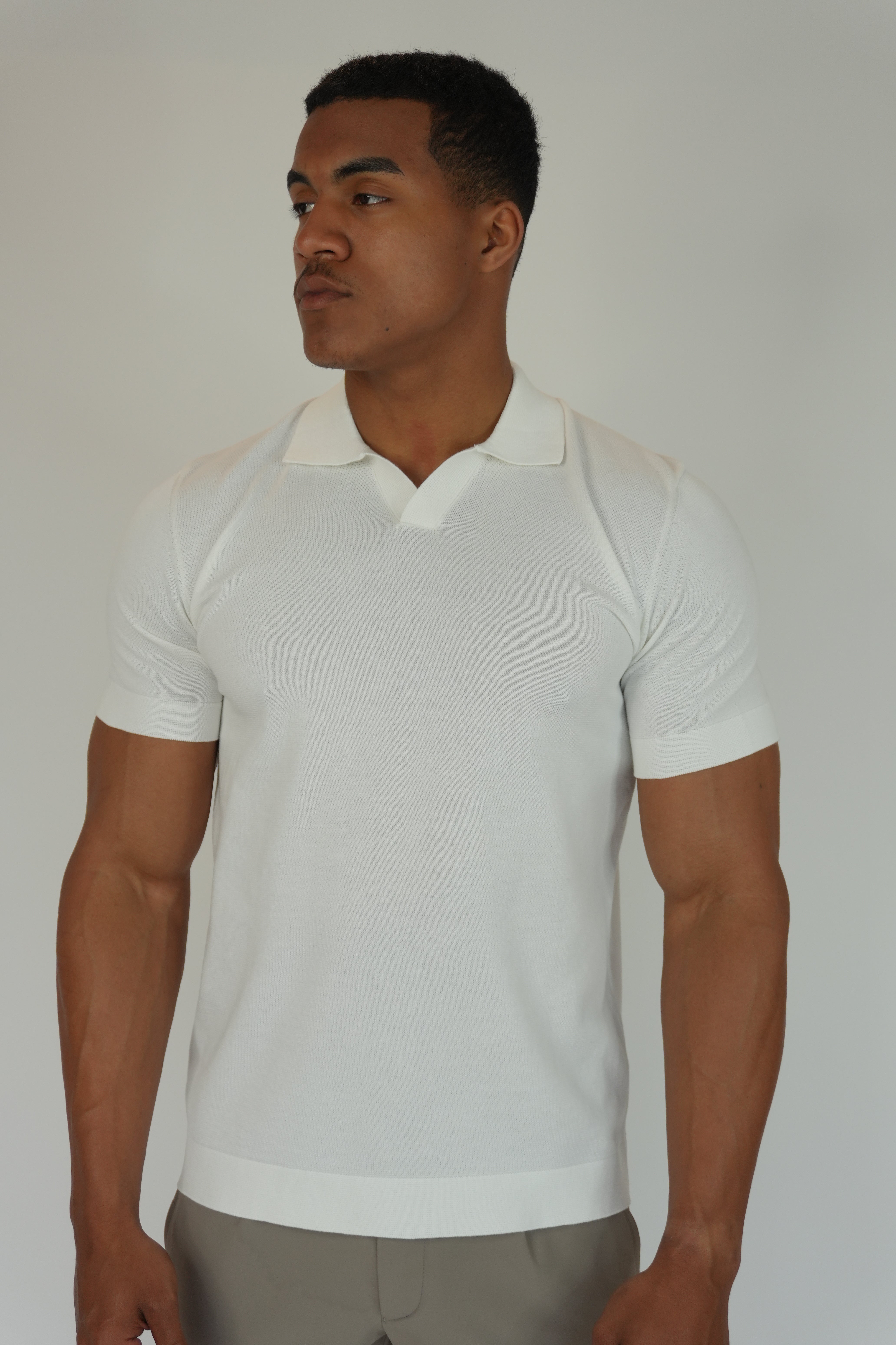Elan Knit Polo White