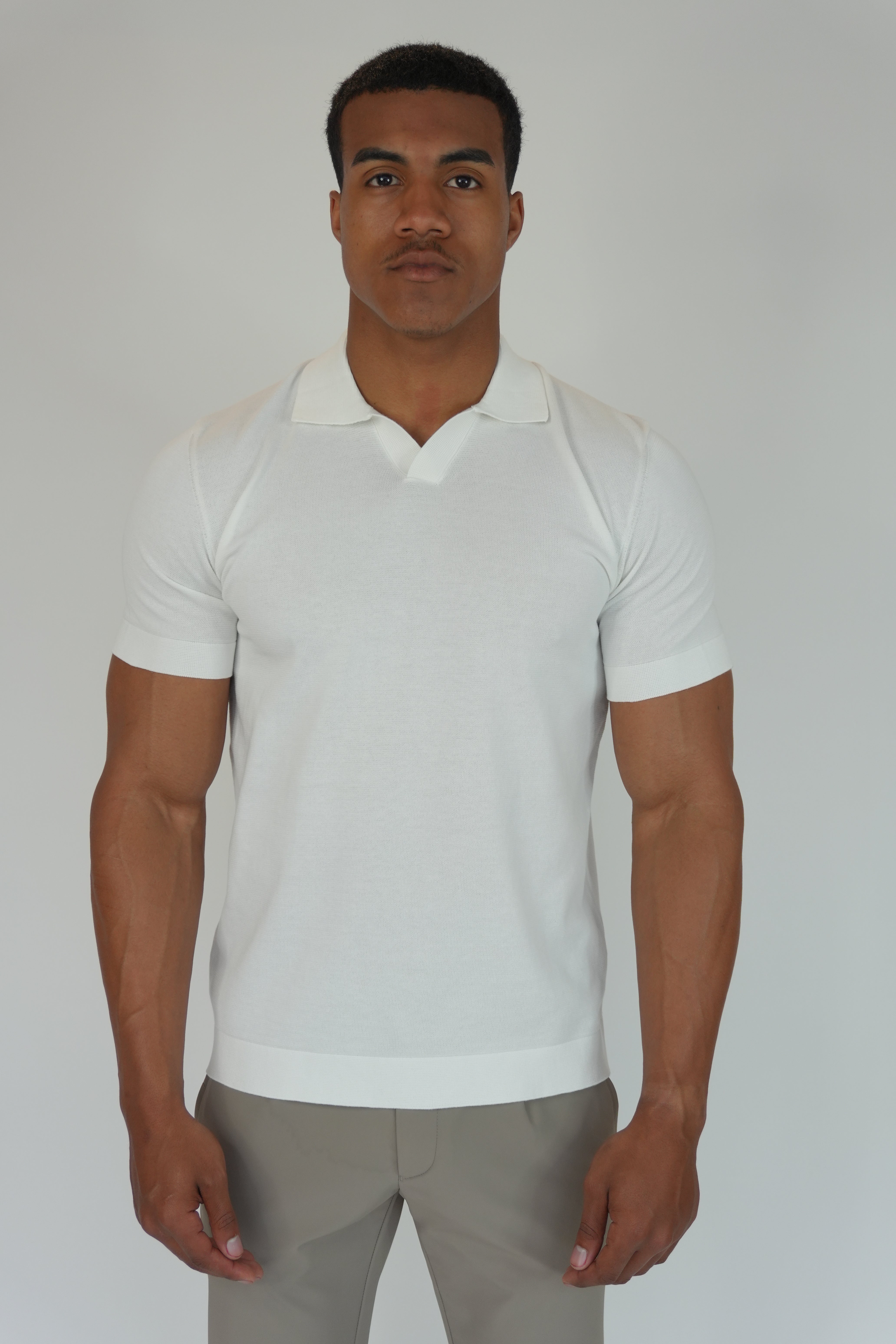 Elan Knit Polo White