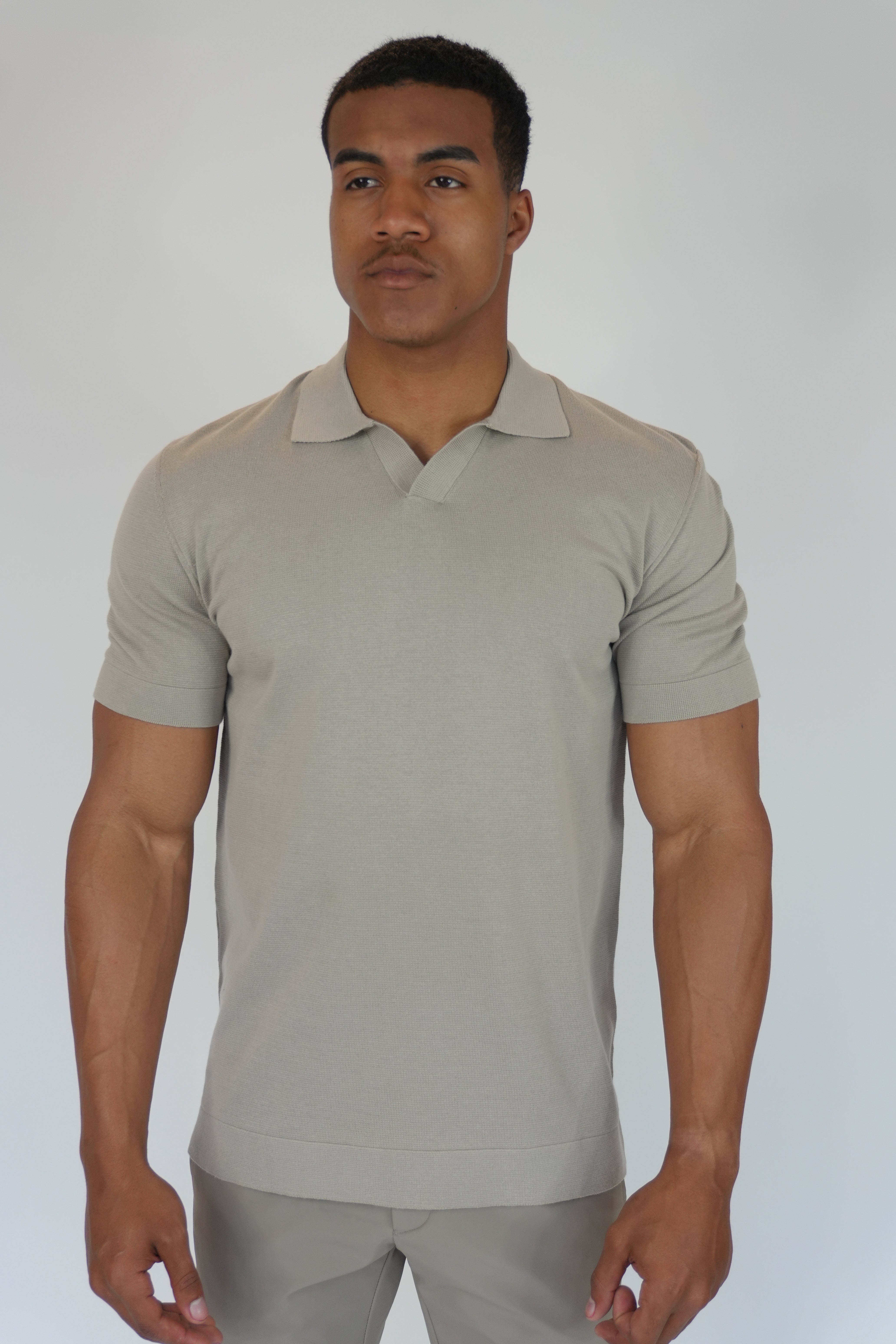 Elan Knit Polo Greige