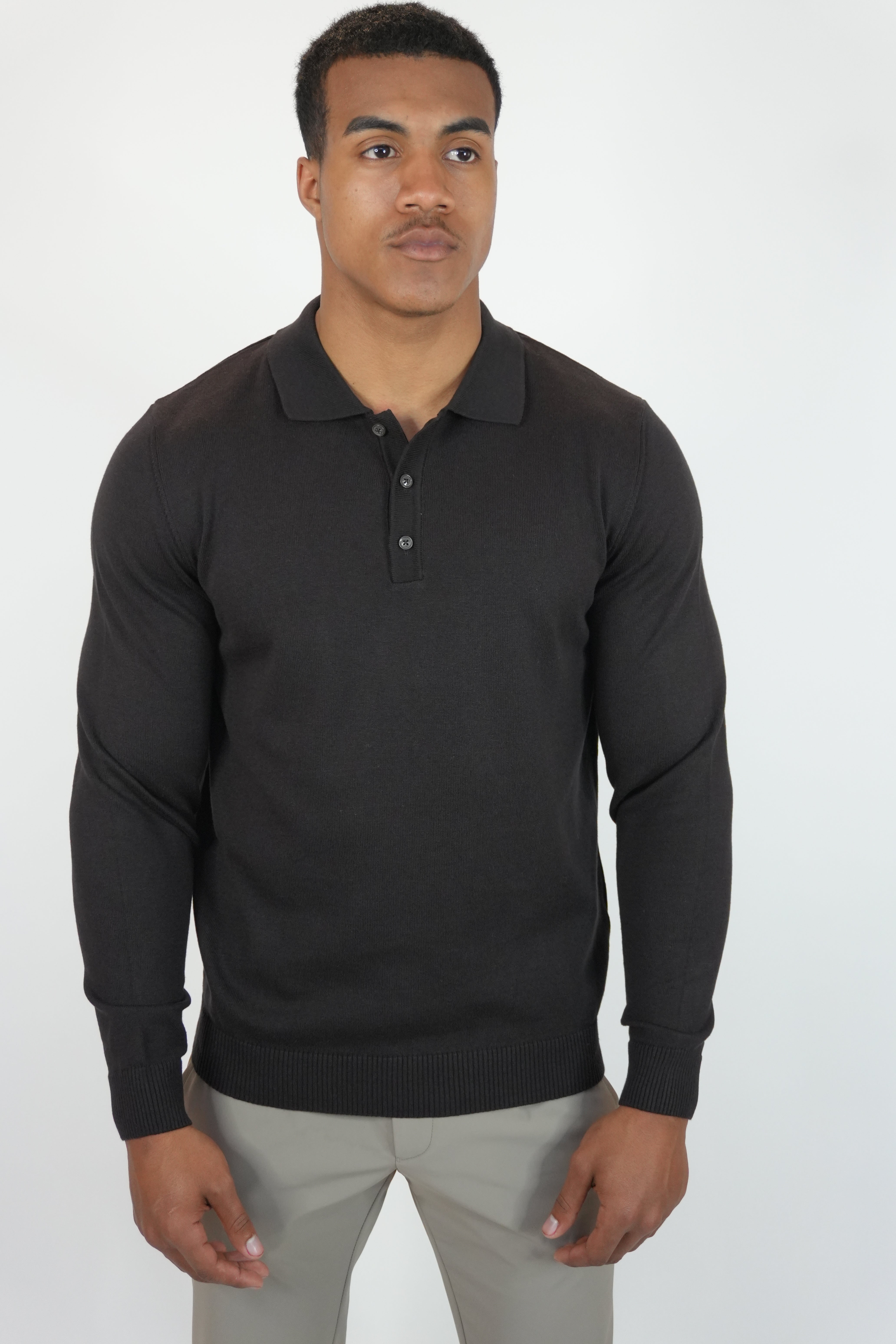 Polo Tricot Élégance Longsleeve Black