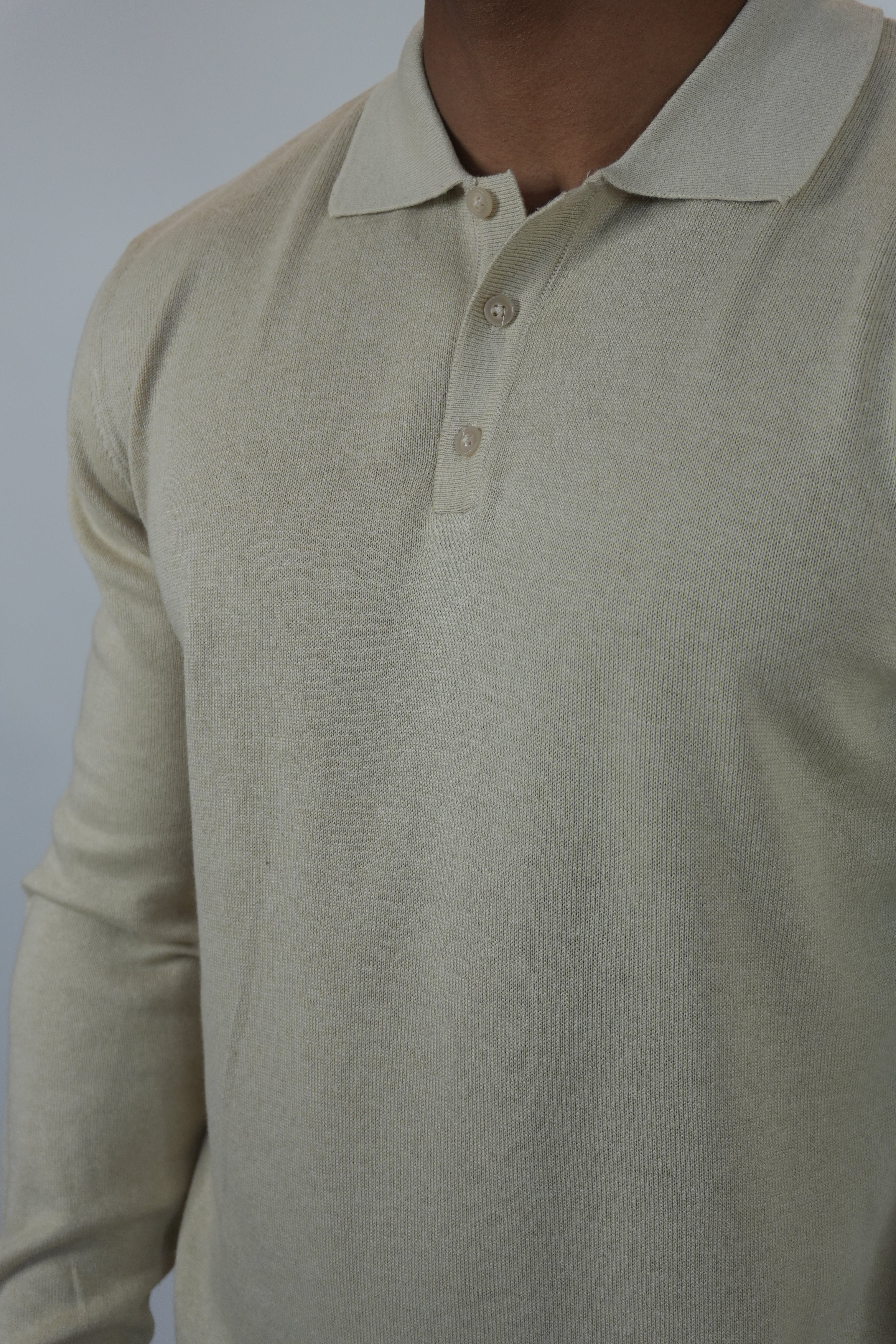 Polo Tricot Élégance Longsleeve Beige