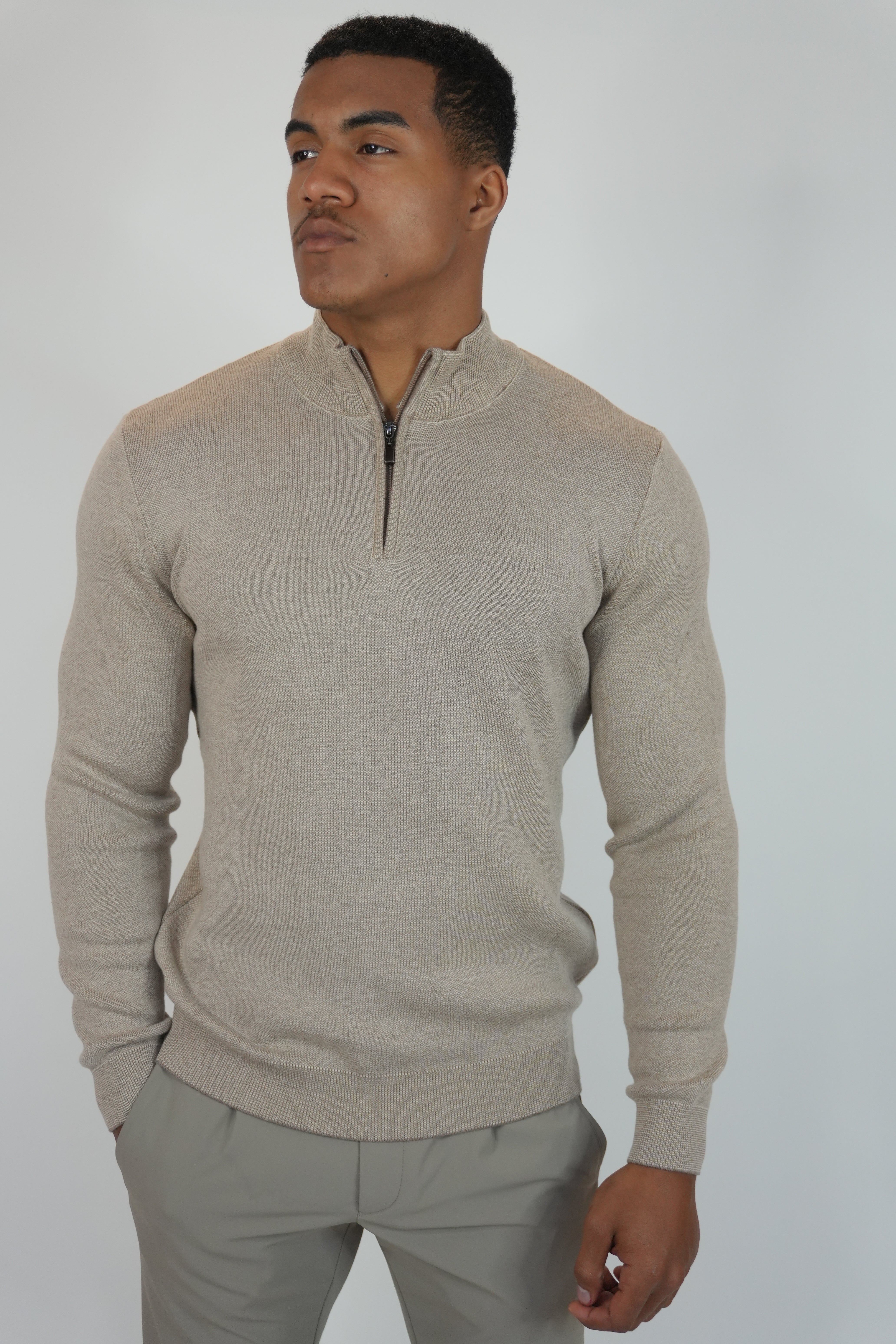 Half-Zip Sweater Beige