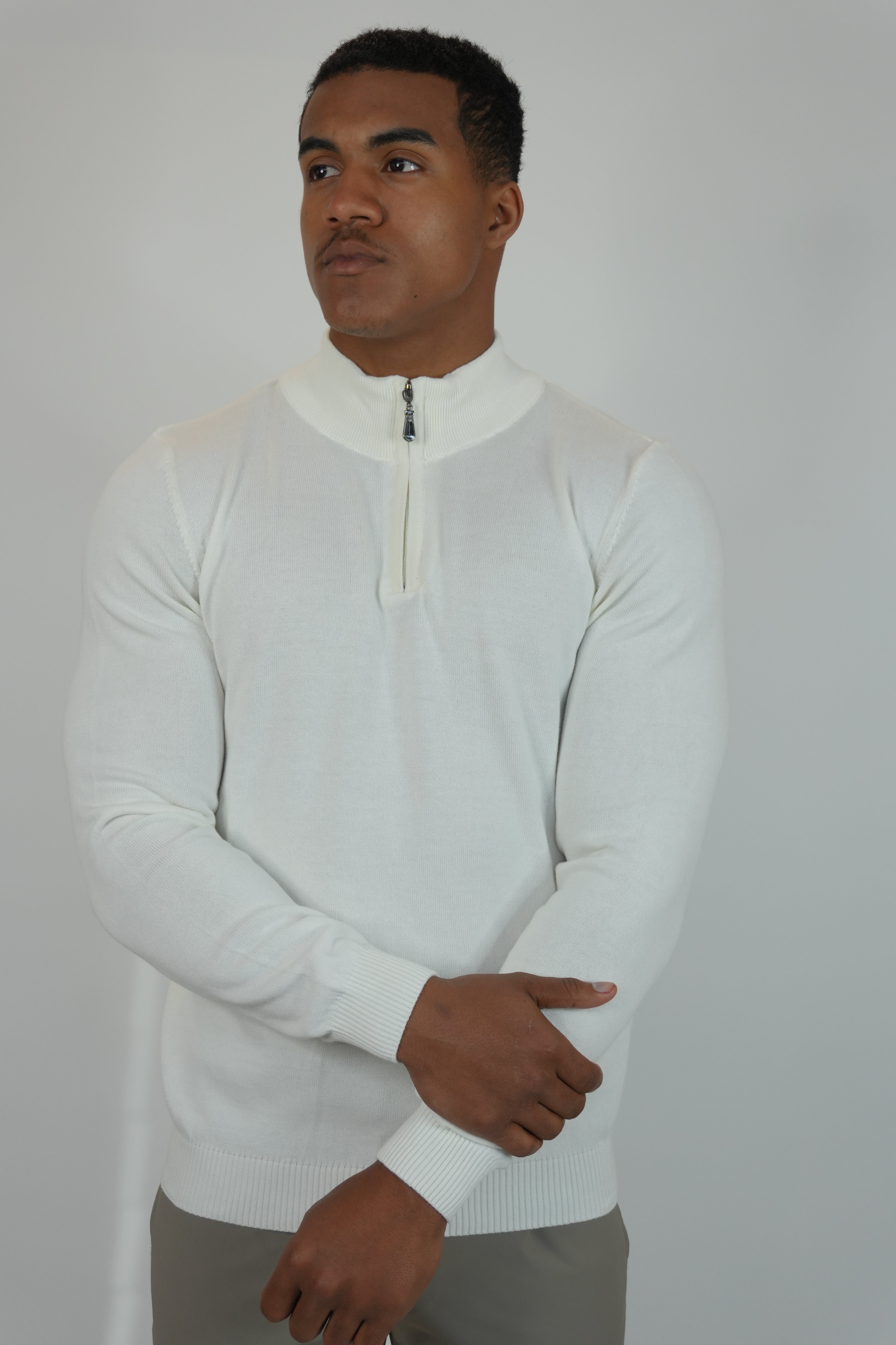 Half-Zip Sweater White