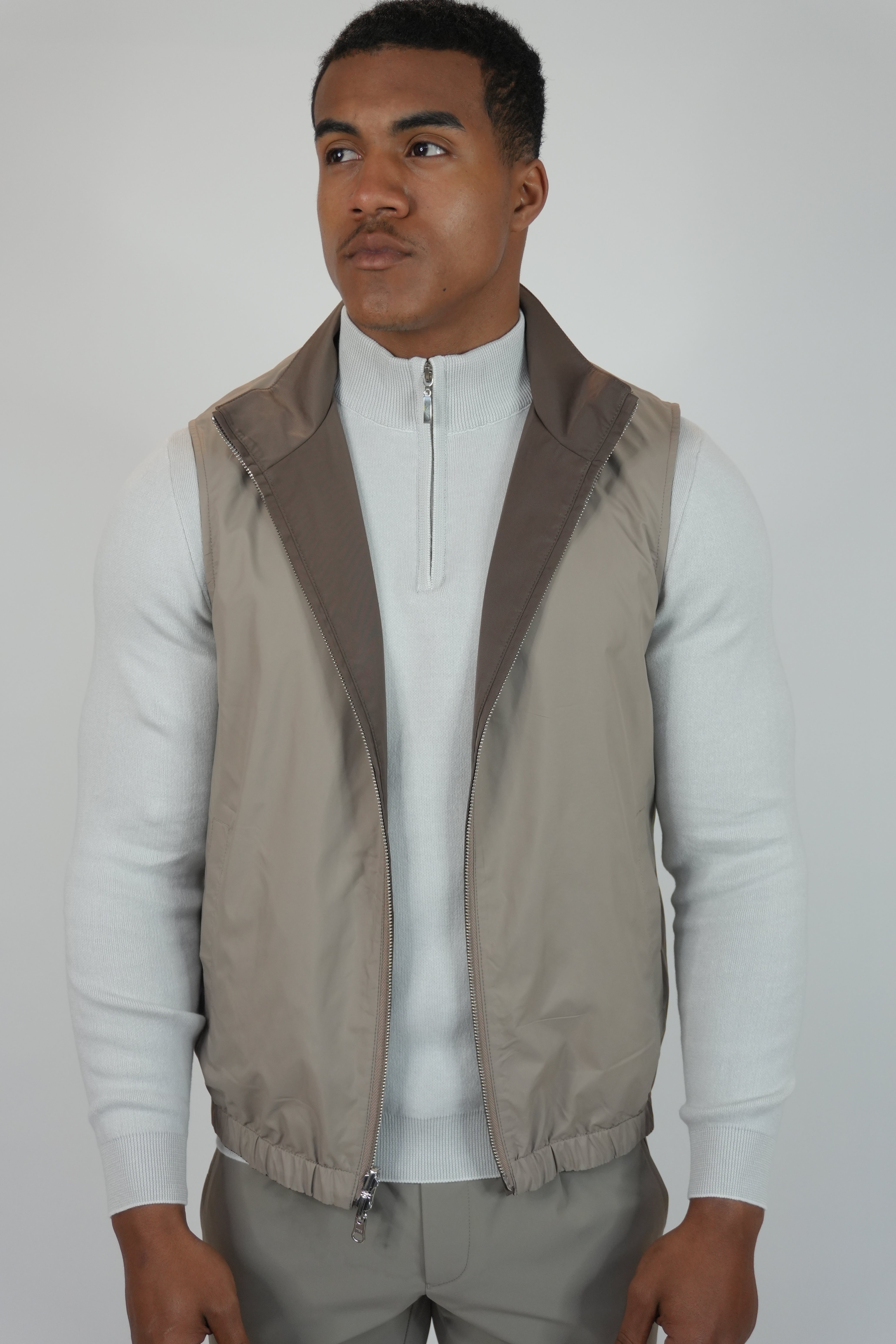 Dubbelzijdige Bodywarmer Bruin/Beige