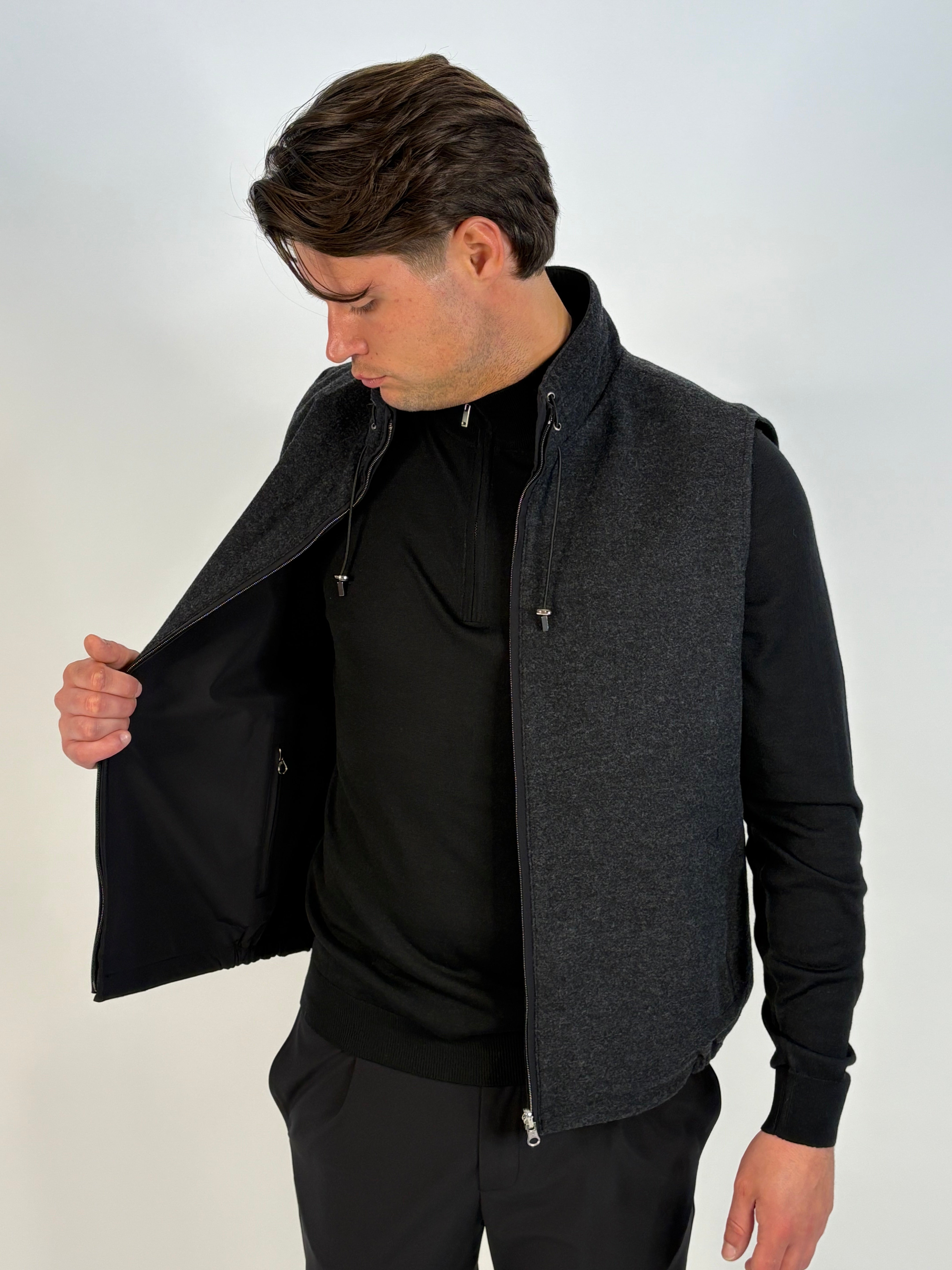 Marfélli Two-Sides Brushed wool Gilet Black