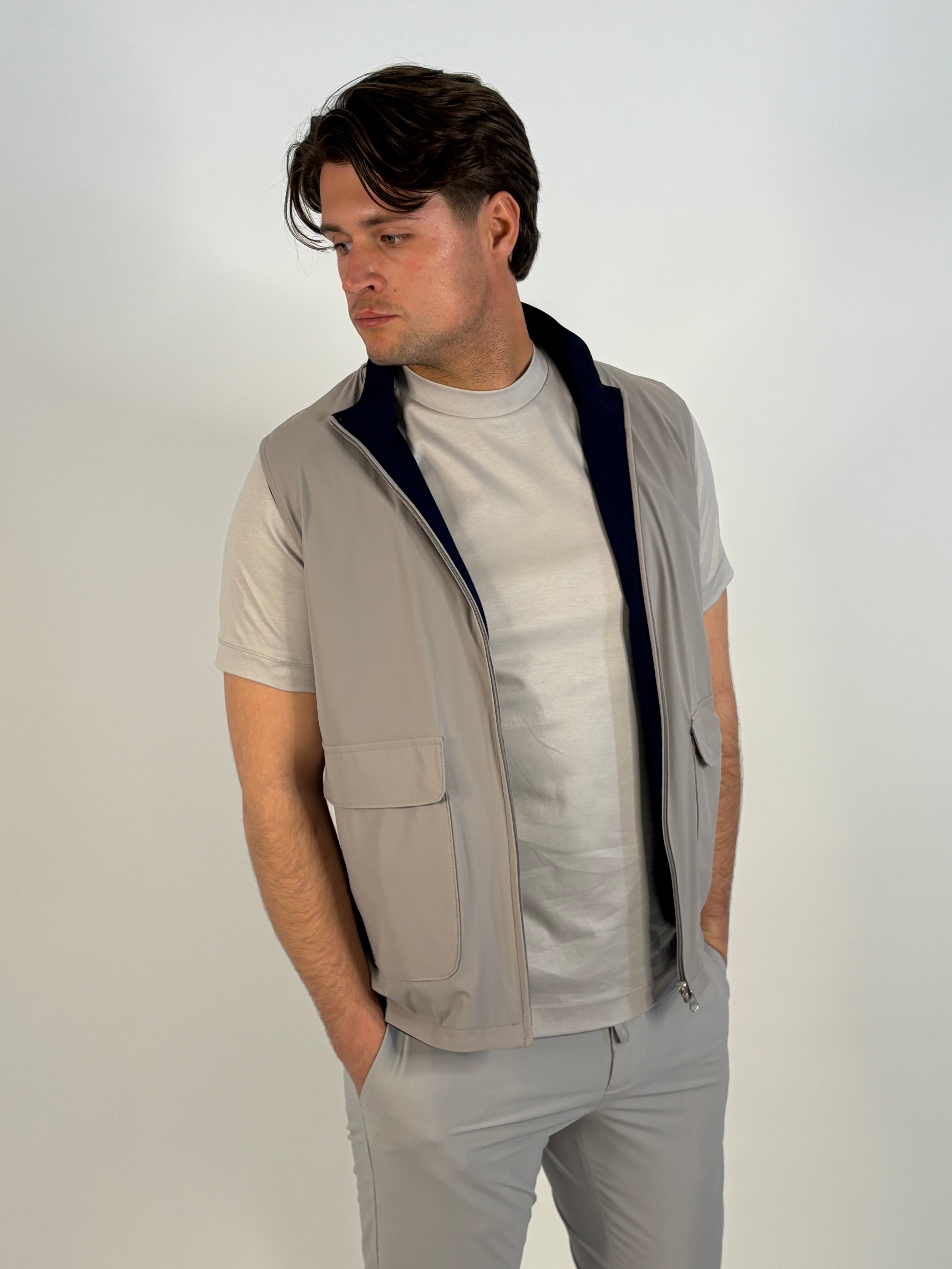 Marfélli Two-Sided Gilet Light Grey/Navy