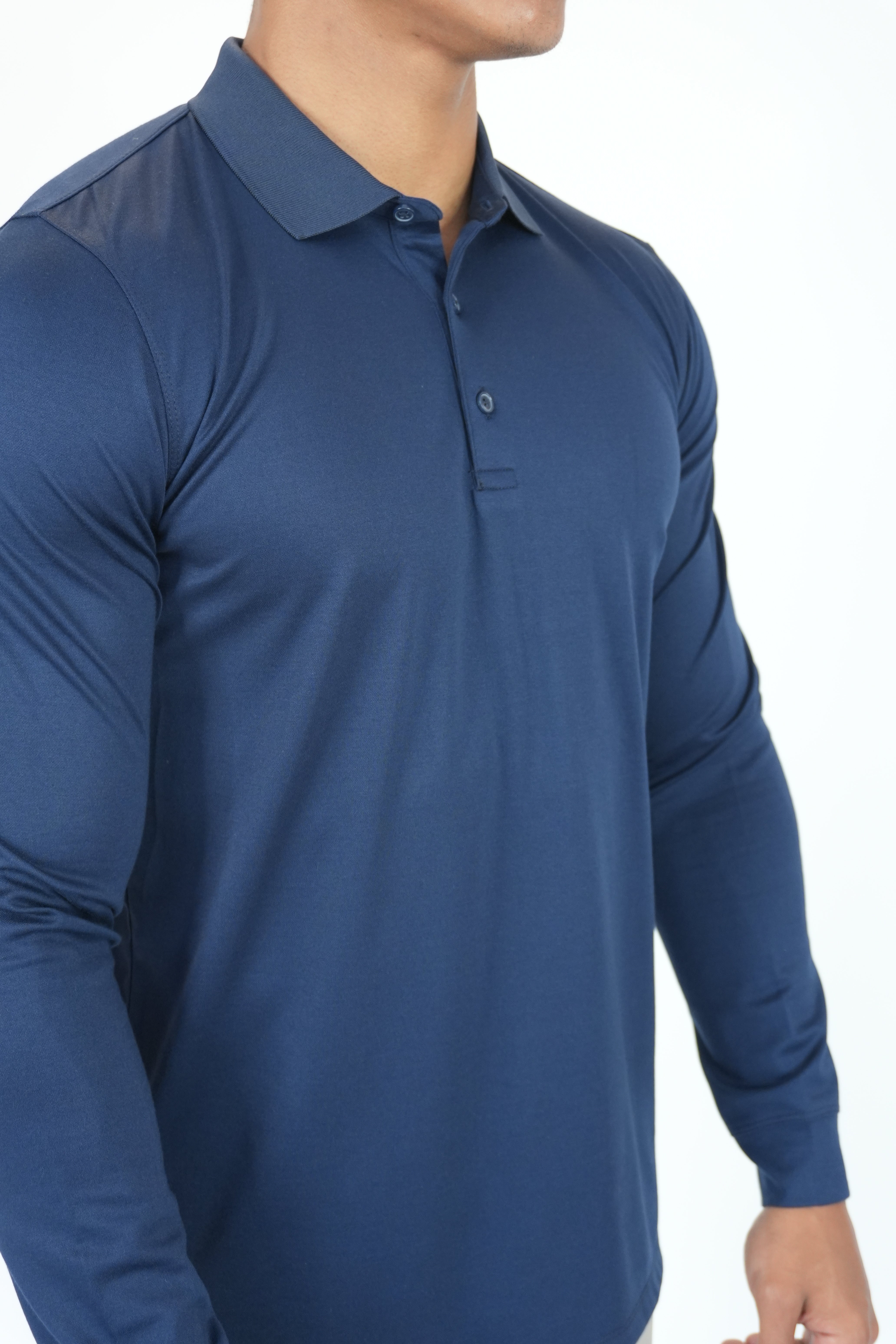Mercesized Longsleeve Polo Navy Blue