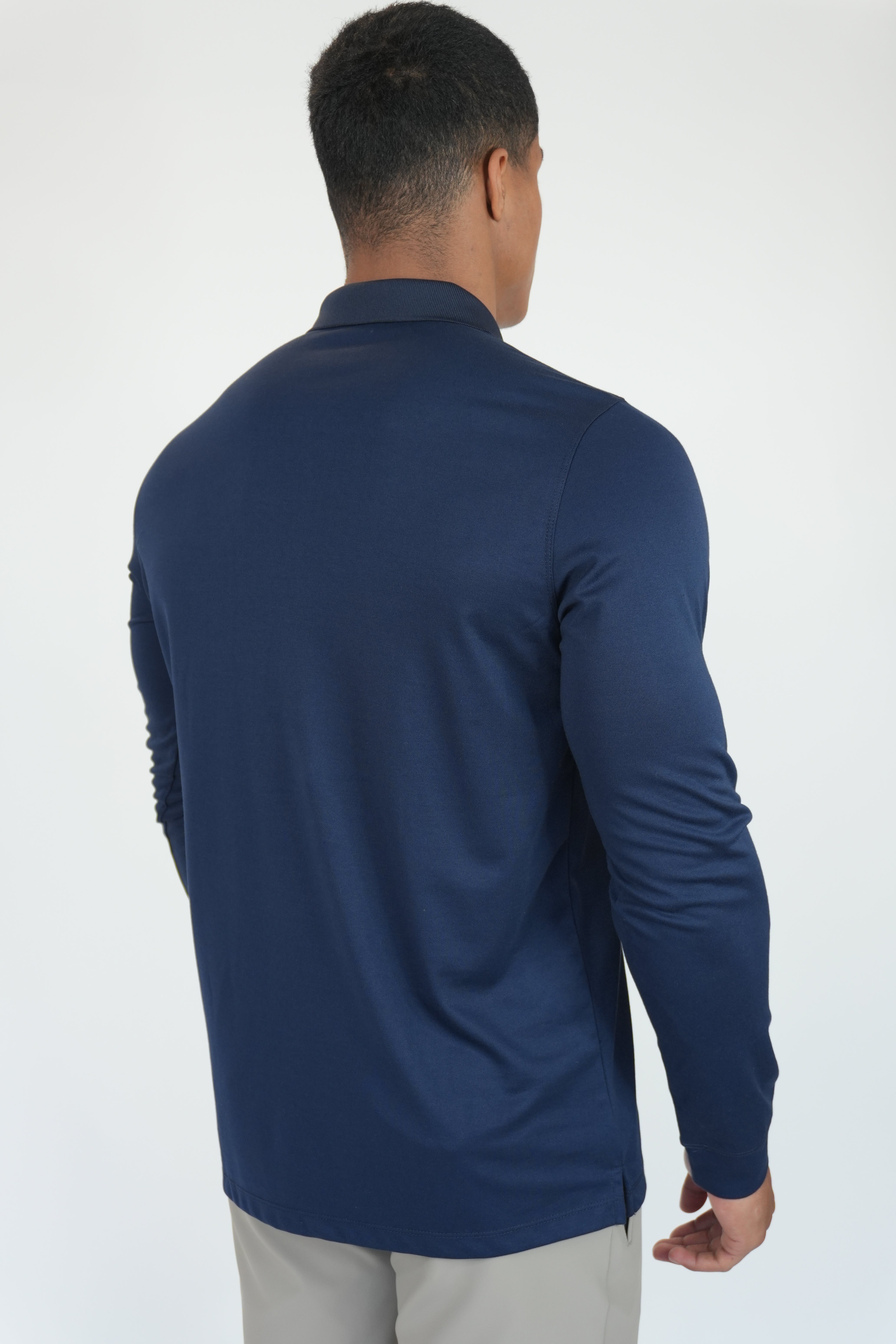 Mercesized Longsleeve Polo Navy Blue