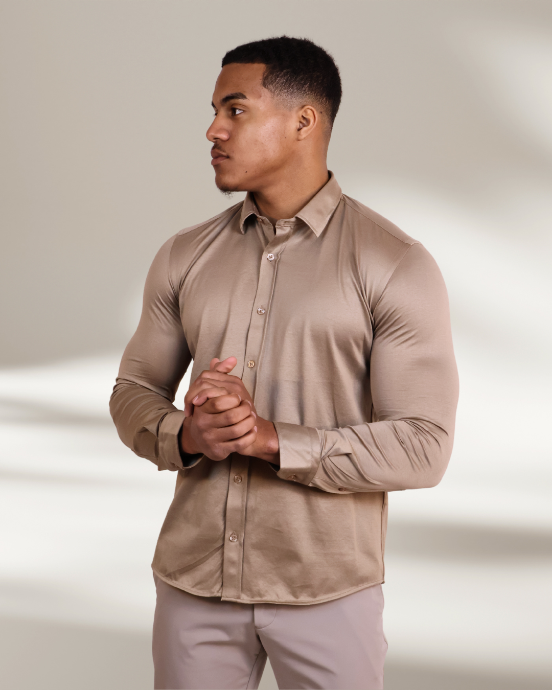 Mercesized Overhemd Taupe