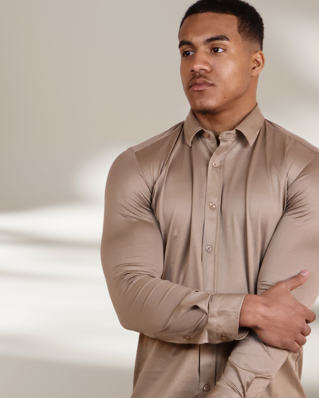 Mercesized Overhemd Taupe