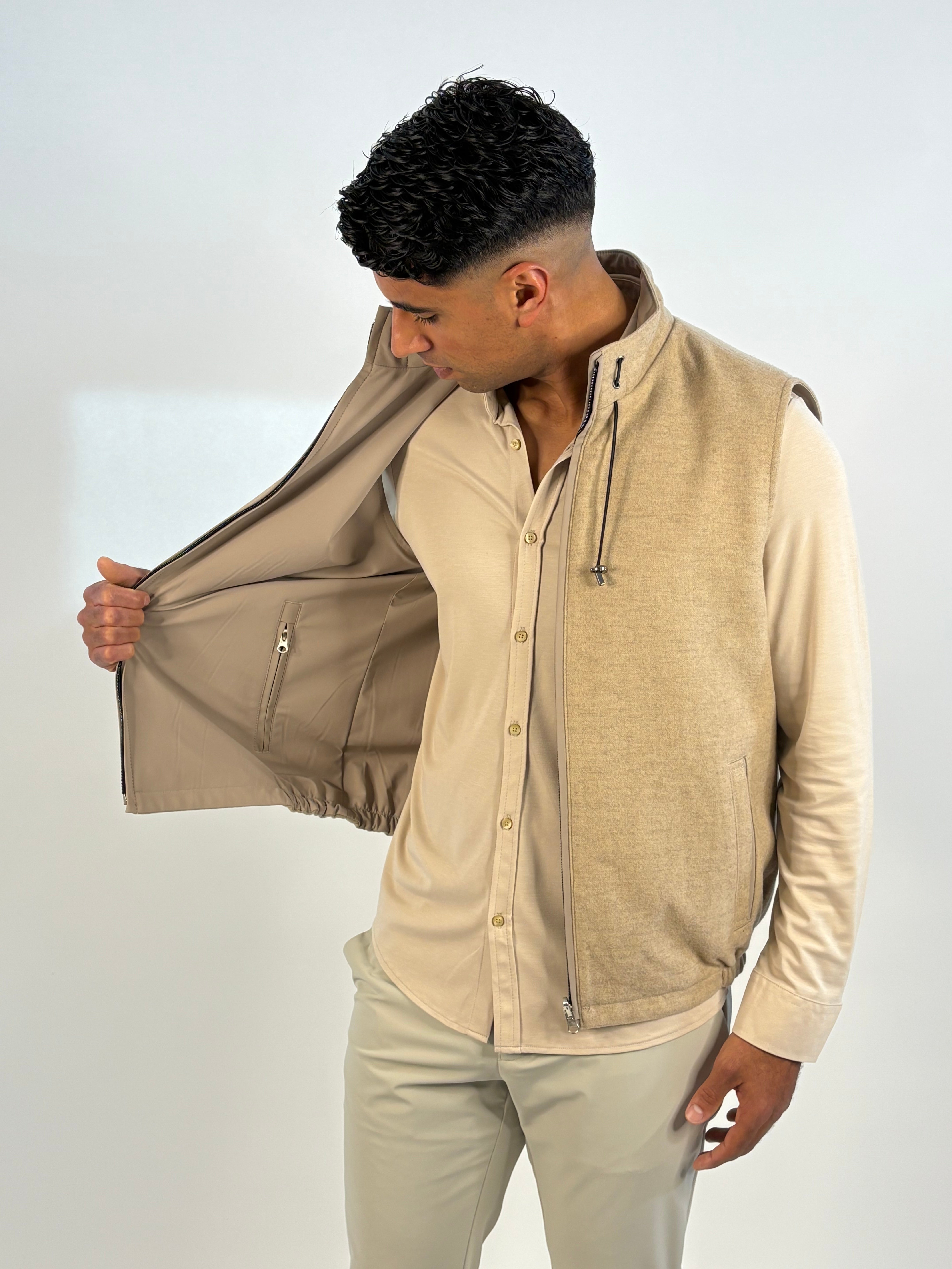 Marfélli Two-Sides Brushed wool Gilet Beige