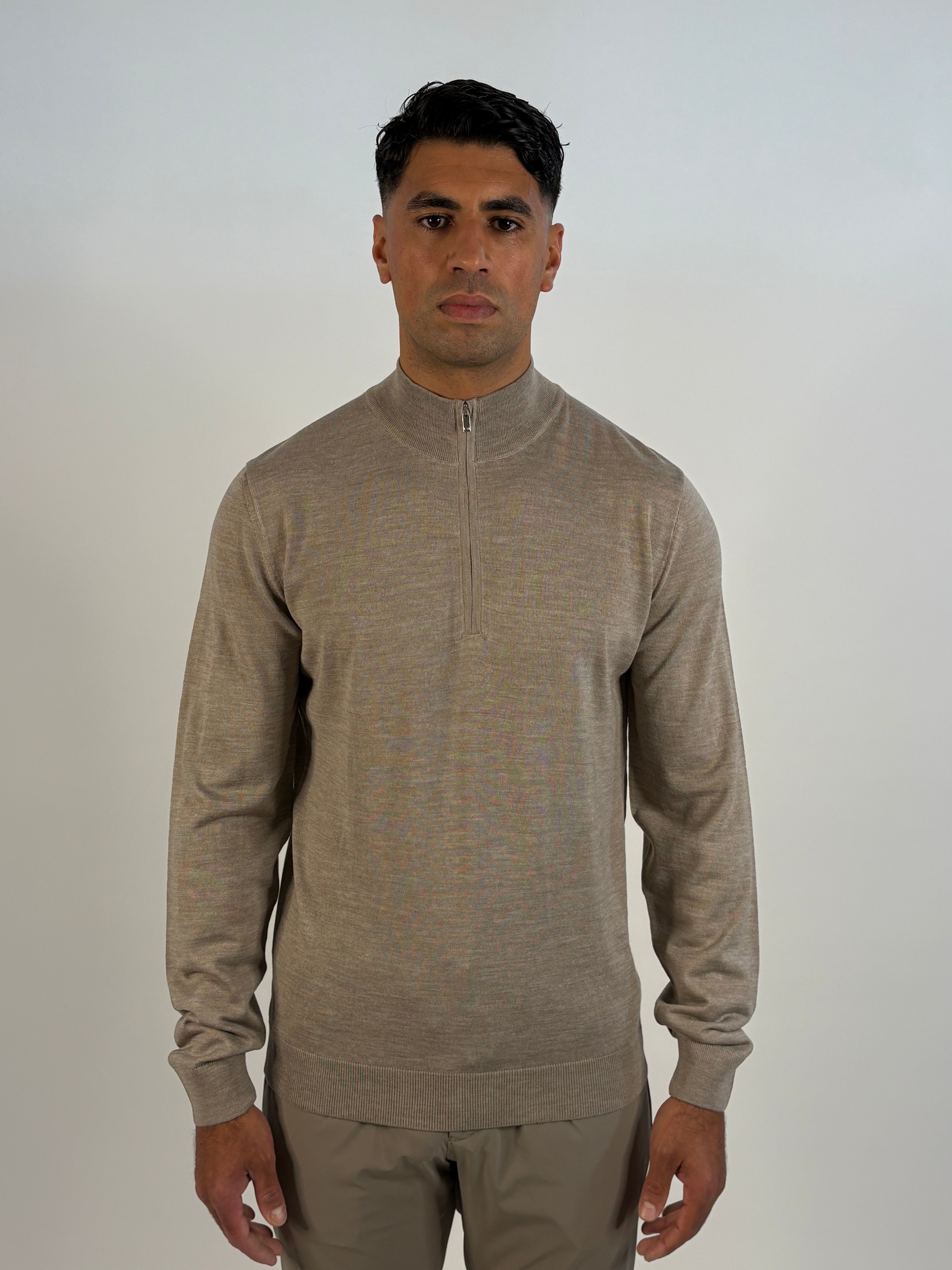 Marfélli Merino Wool Half-Zip Taupe