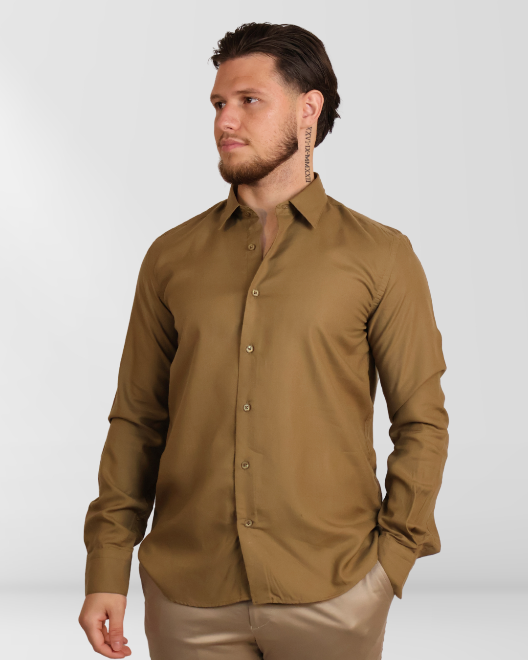Mercesized Overhemd Khaki