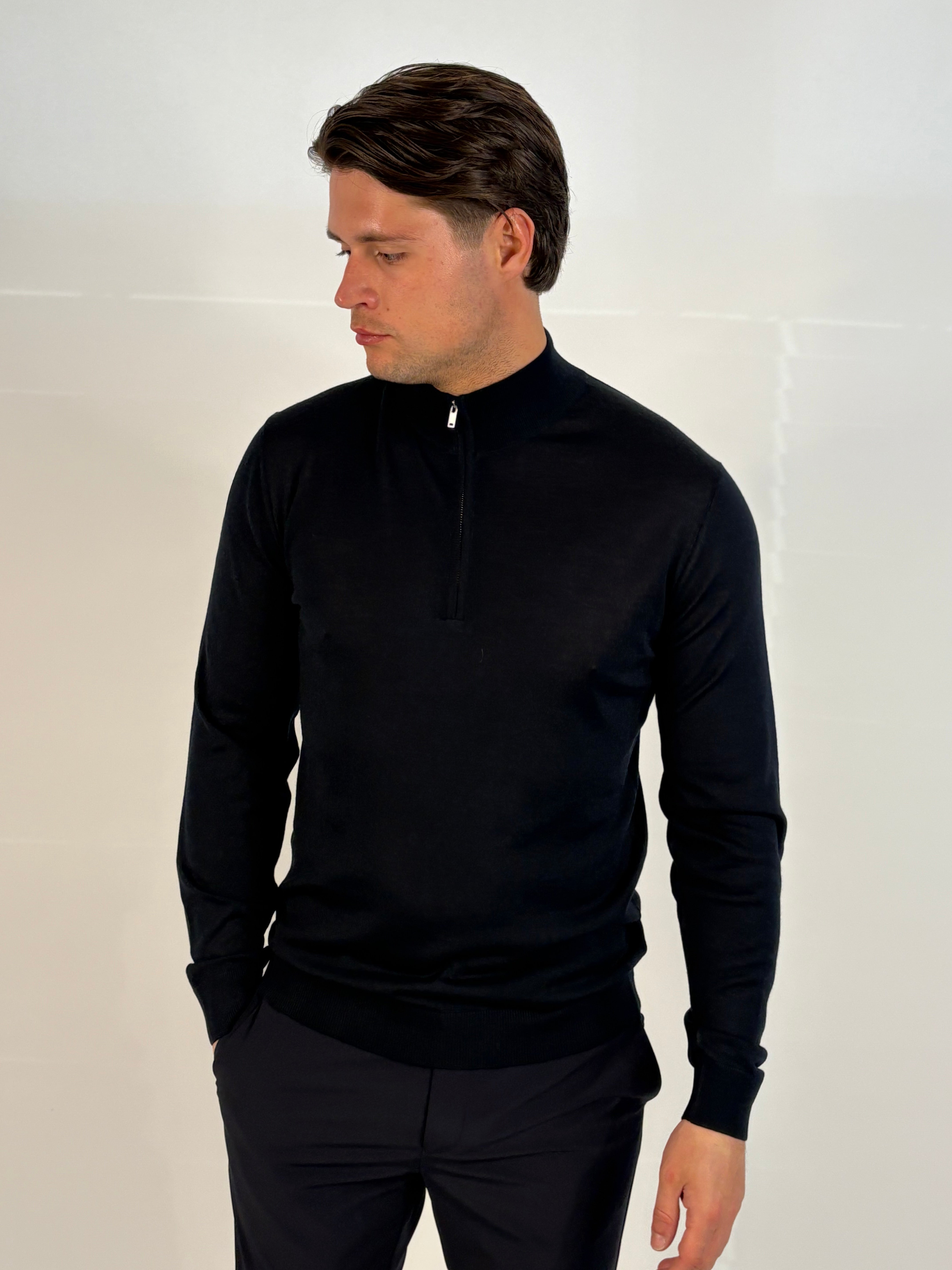 Marfélli Merino Wool Half-Zip Navy