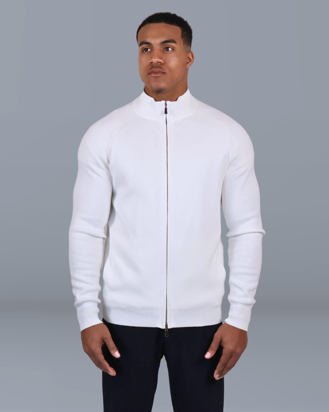 Slim-fit Cashmere Vest Met Dubbele Rits Wit